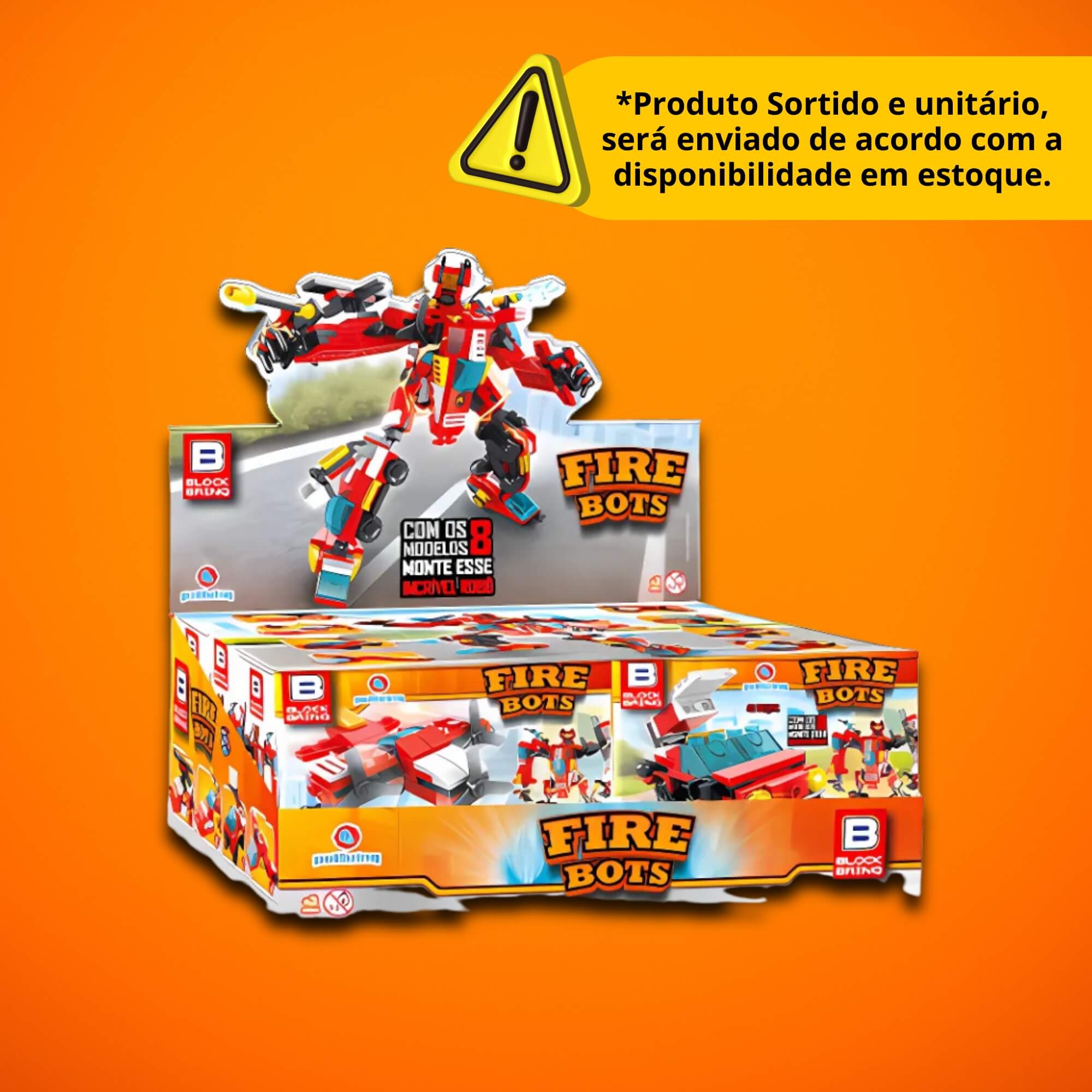 Brinquedo Blocos de Montar Fire Bots Força Máxima Resgate (Sortido e Unitário) Polibrinq - BM038