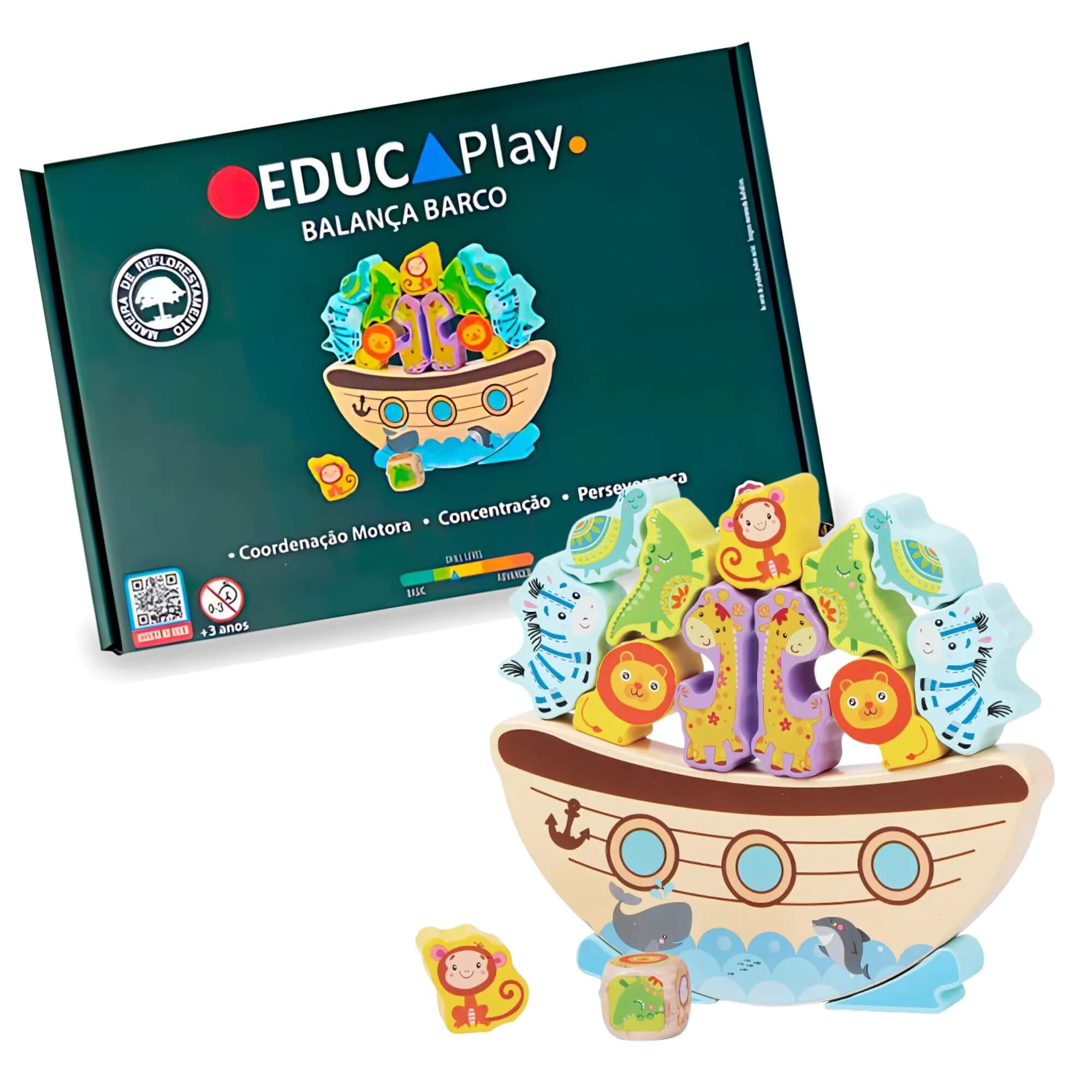 Brinquedo Educativo de Madeira Balança Barco Montessori Polibrinq - BDM23