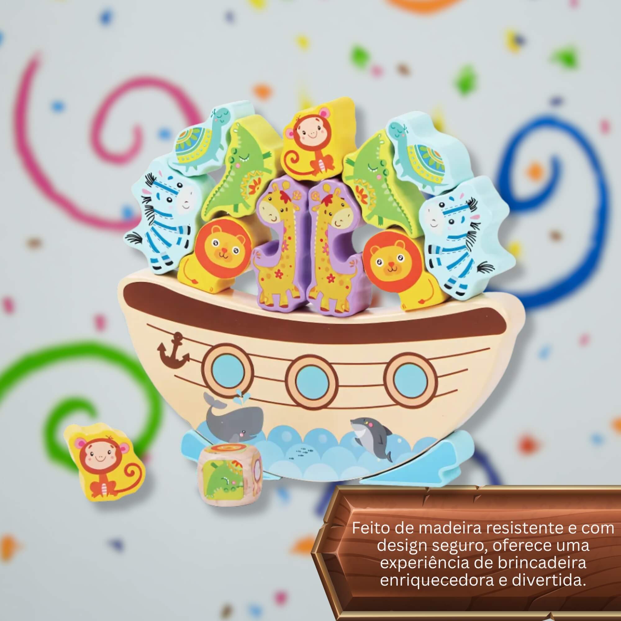 Brinquedo Educativo de Madeira Balança Barco Montessori Polibrinq - BDM23