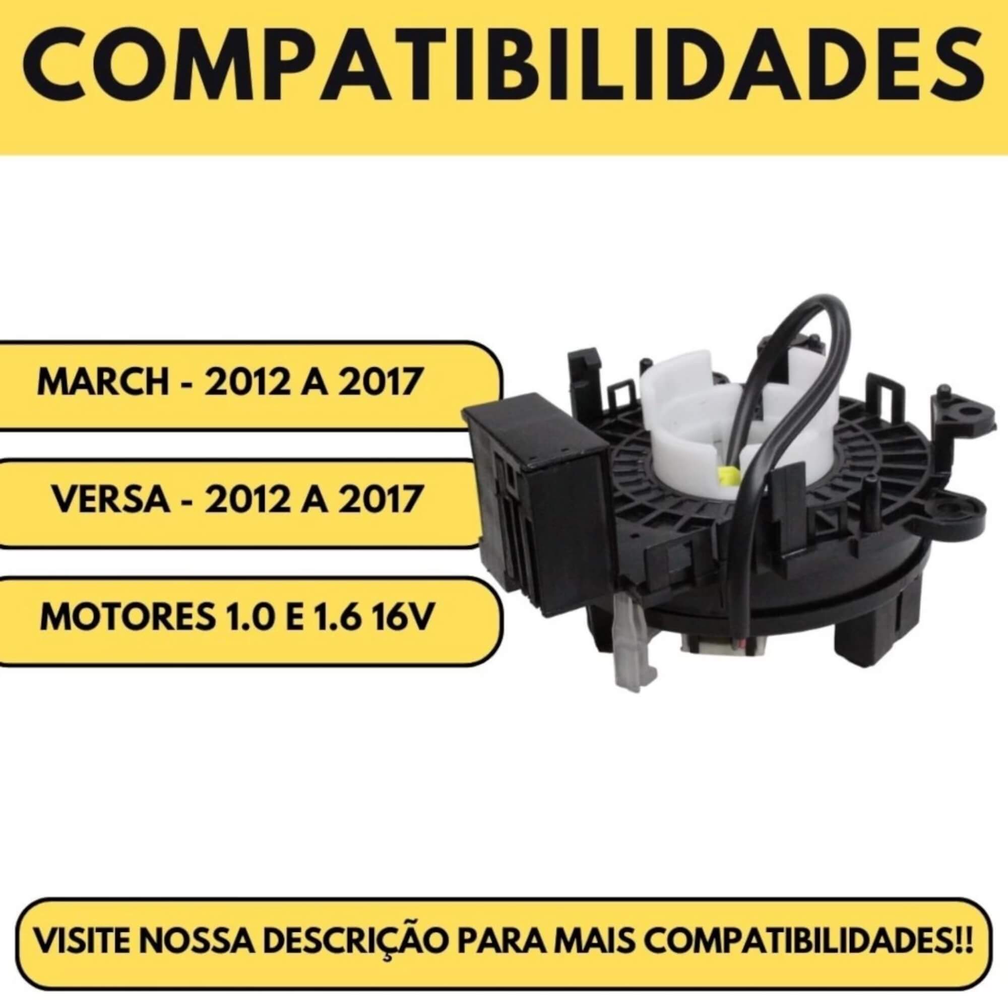 Cinta Airbag March 1.6 16v e Versa 1.0 16v 2012 a 2017 c/ Controle Som Tiger Auto - 17010092