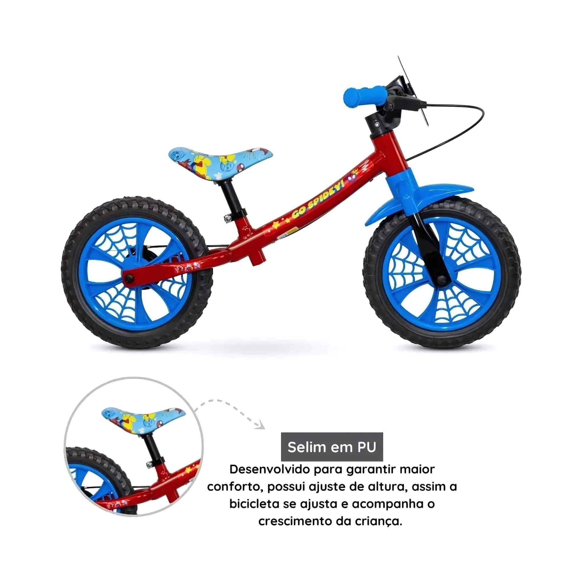 VAR Bicicleta Infantil Aro 12" Nathor (Escolha o Modelo) Modelo:Balance Spider Man