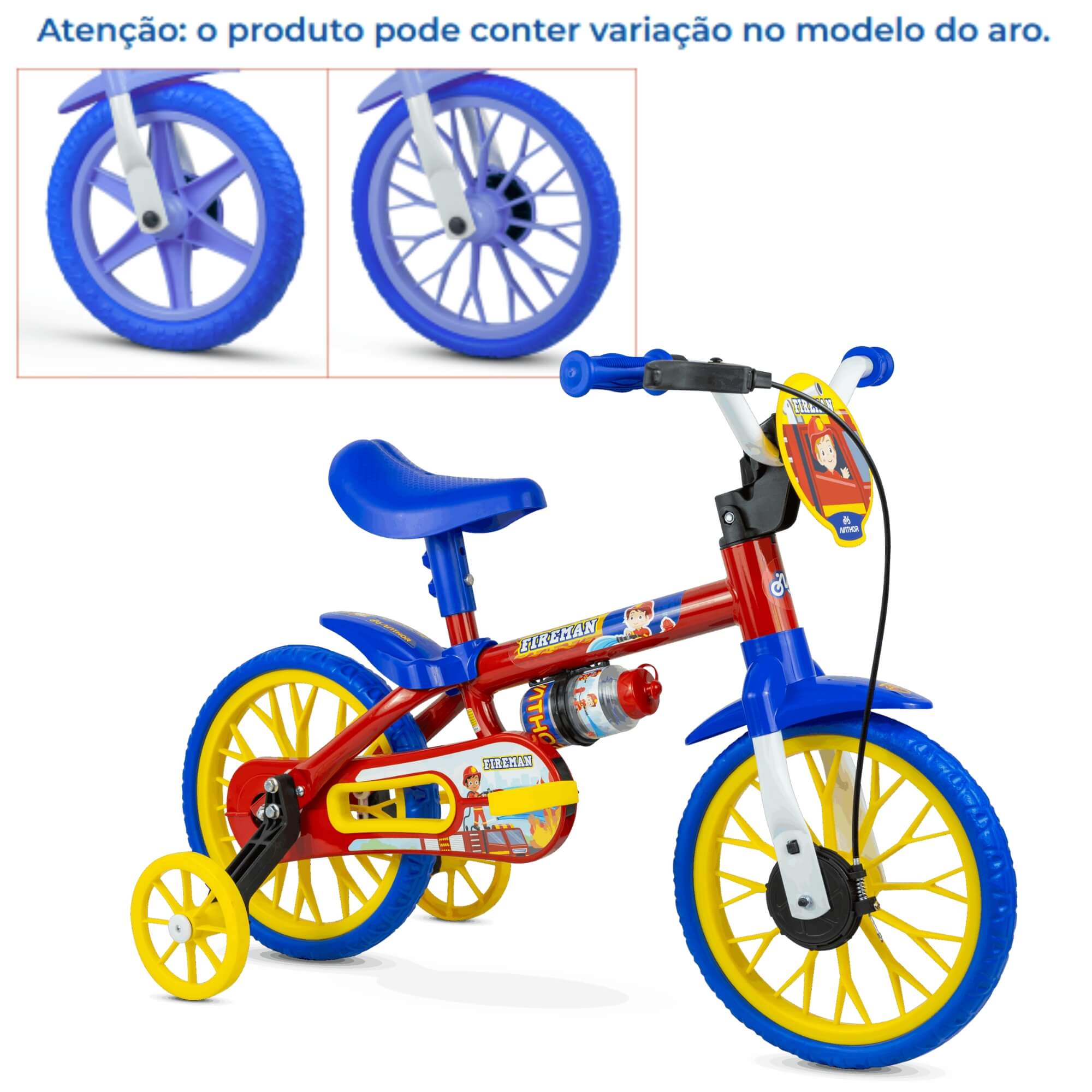 VAR Bicicleta Infantil Aro 12" Nathor (Escolha o Modelo) Modelo:Fire Man