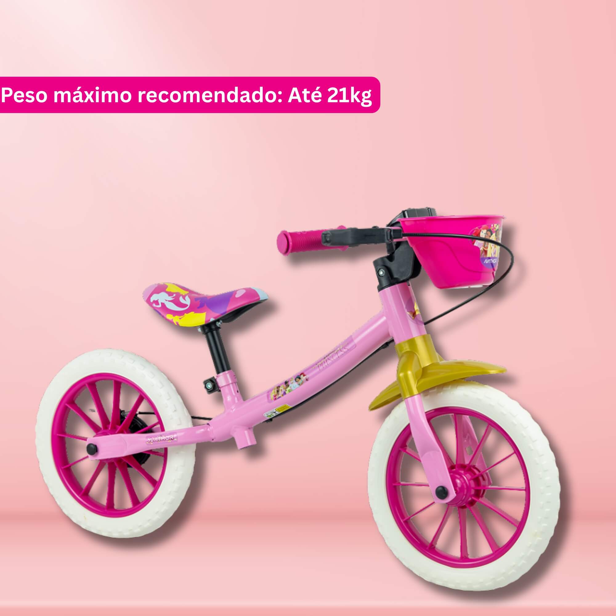 VAR Bicicleta Infantil Aro 12" Nathor (Escolha o Modelo) Modelo:Balance Princesas