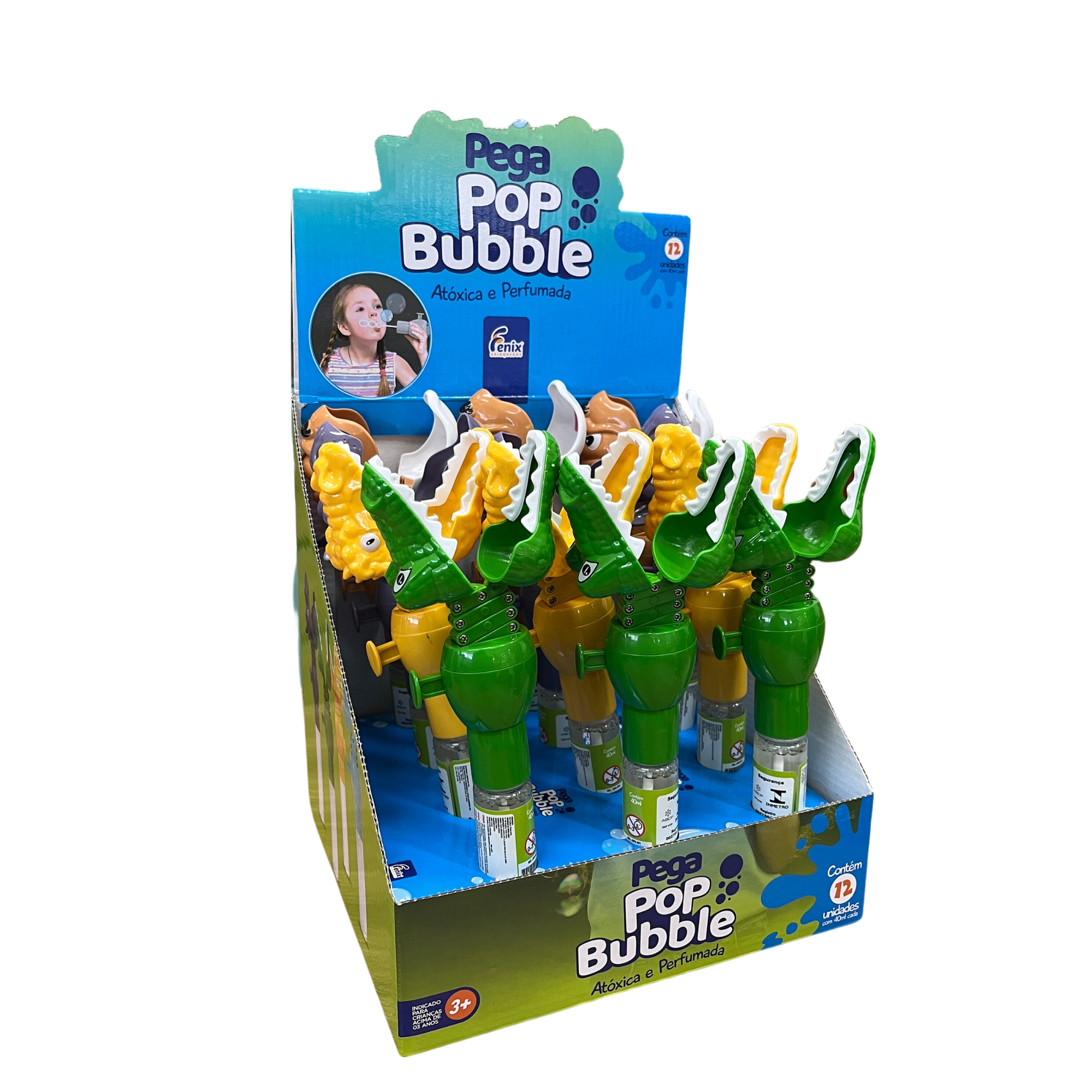 COMP Kit 12und Pop Bubble Pega Coisa Brinquedo Infantil Bolhas de Sabão (Sortido) Fenix