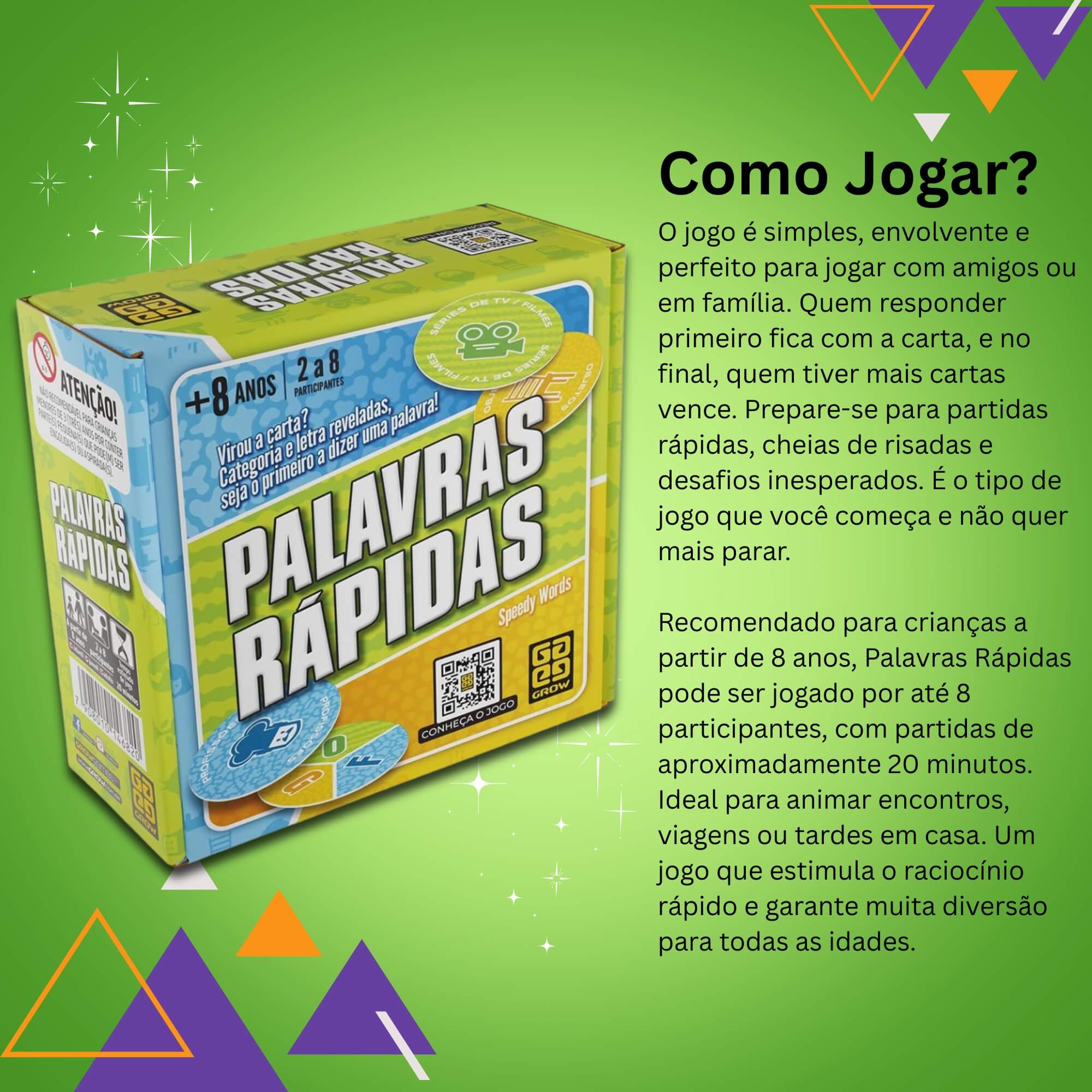 Jogo Palavras Rápidas +8 Anos 2 a 8 Participantes Grow - 04682