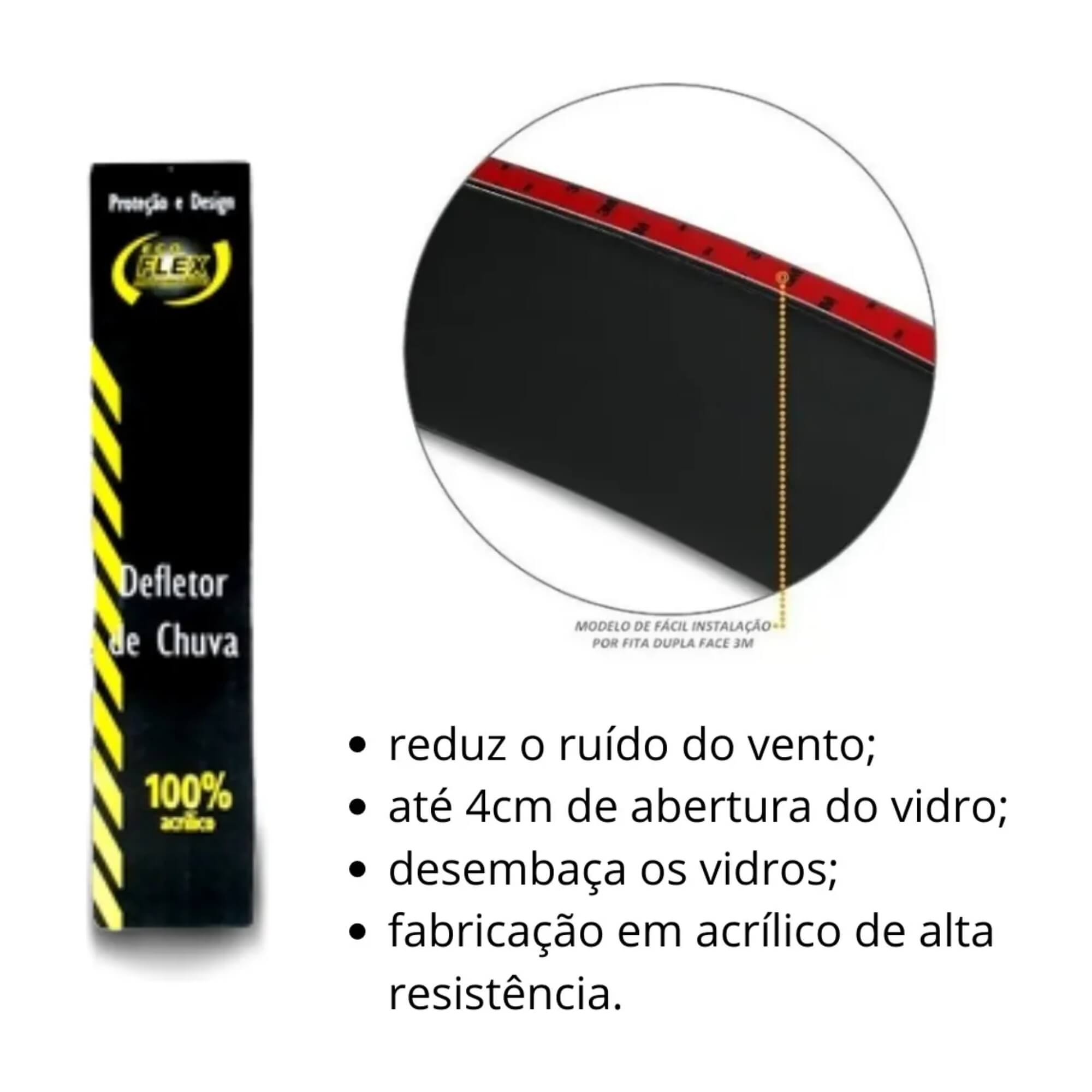 Calha de Chuva Defletor Tiggo 8 2021/2022 Tiggo 8 Pro 2022/2025 4 Portas Ecoflex - 35013A