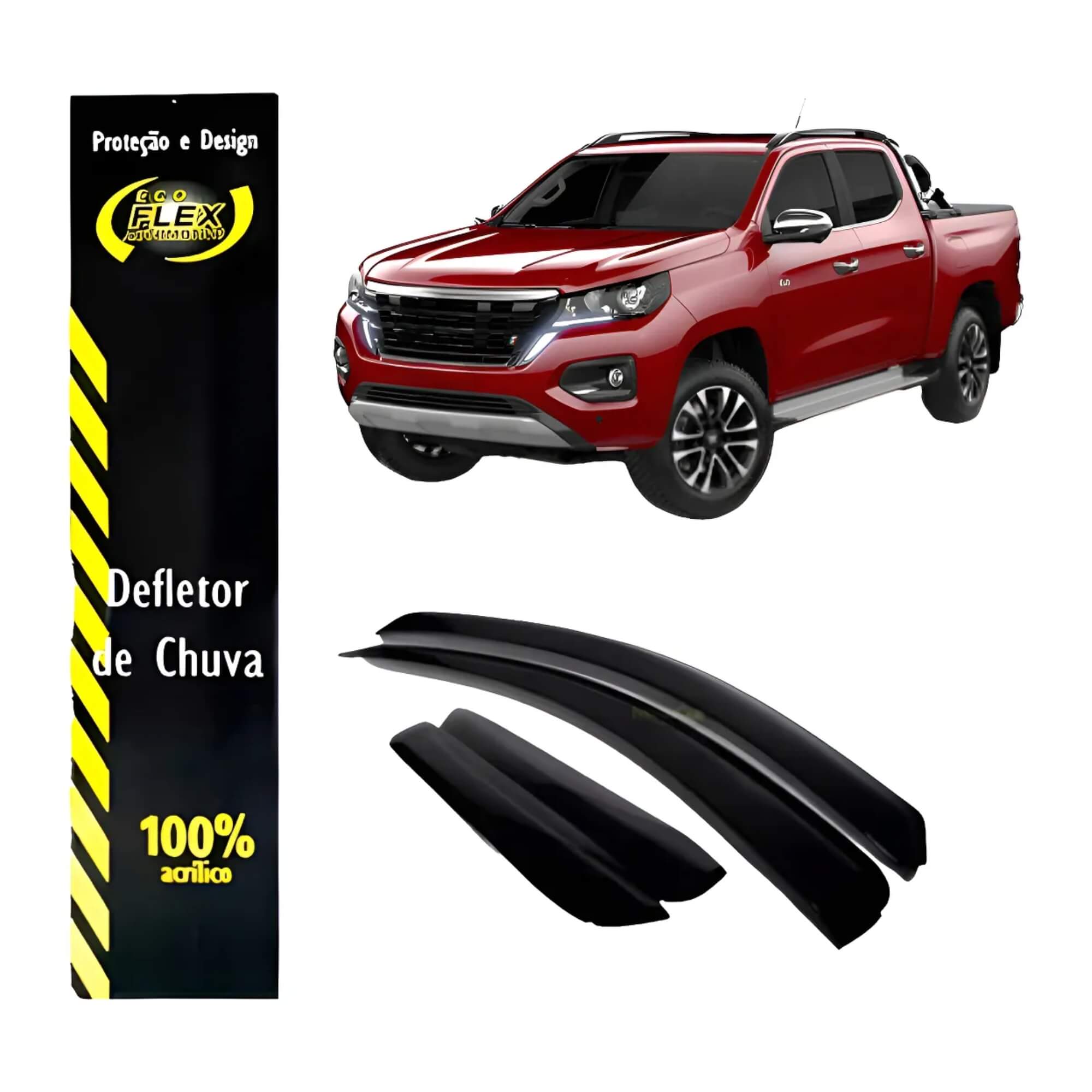 Calha de Chuva Defletor Titano 2024 2025 2026 Preto Fumê 4 Portas Ecoflex - 50027A