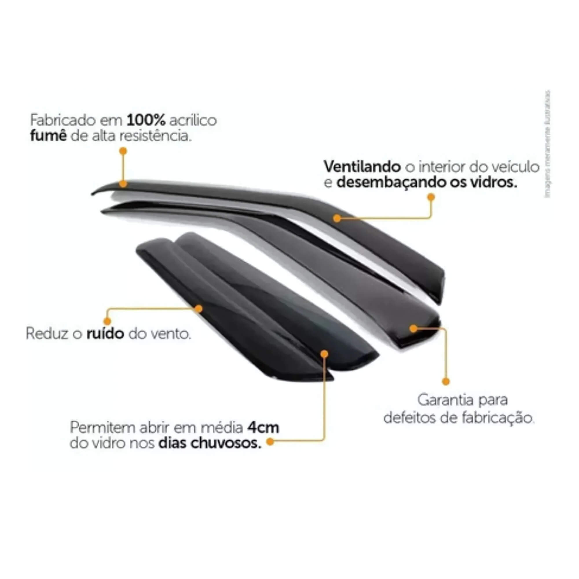 Calha de Chuva Defletor Titano 2024 2025 2026 Preto Fumê 4 Portas Ecoflex - 50027A