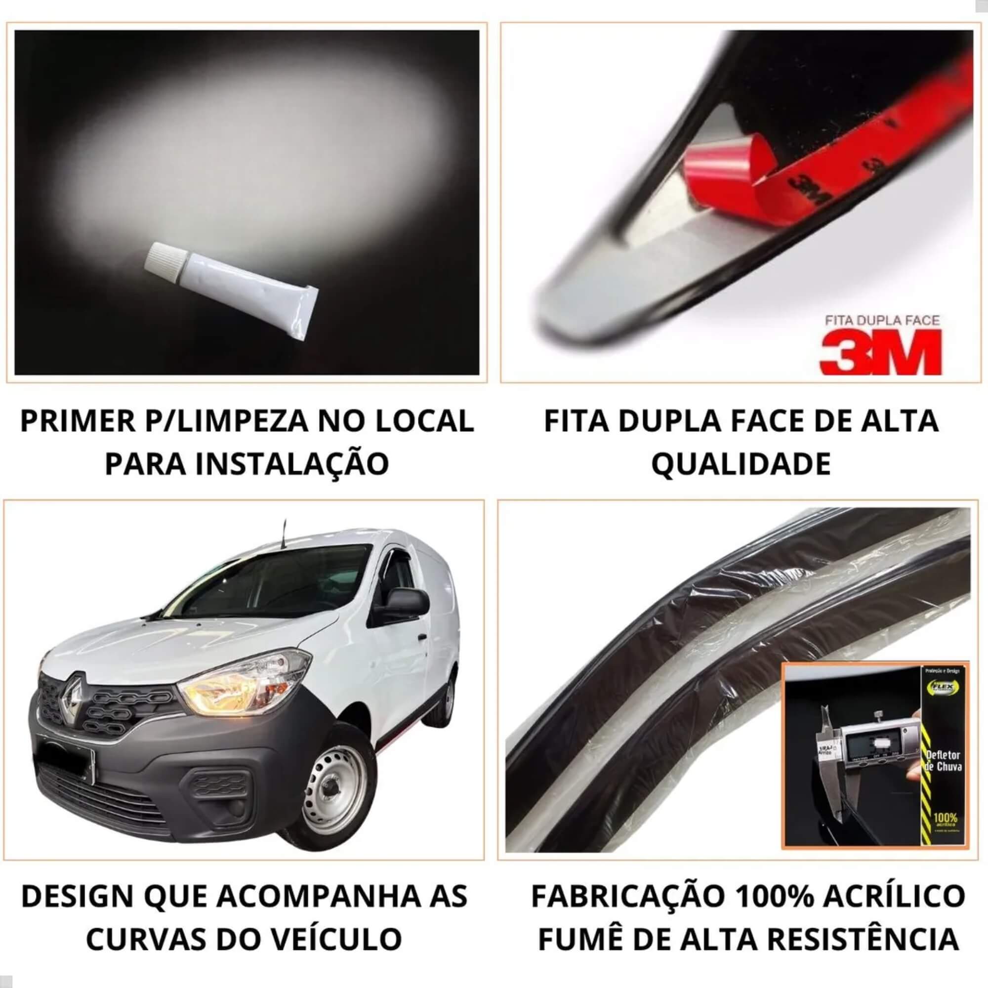 Calha de Chuva Defletor Kangoo 2024 em diante 2 Portas Ecoflex - 91013A