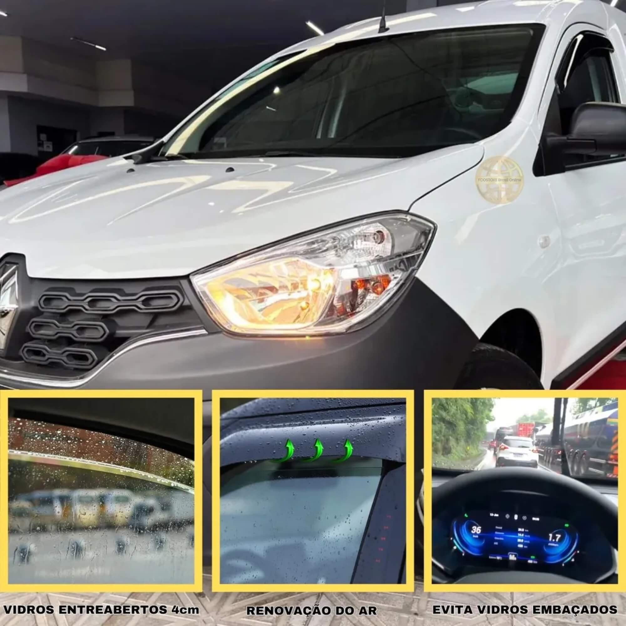 Calha de Chuva Defletor Kangoo 2024 em diante 2 Portas Ecoflex - 91013A