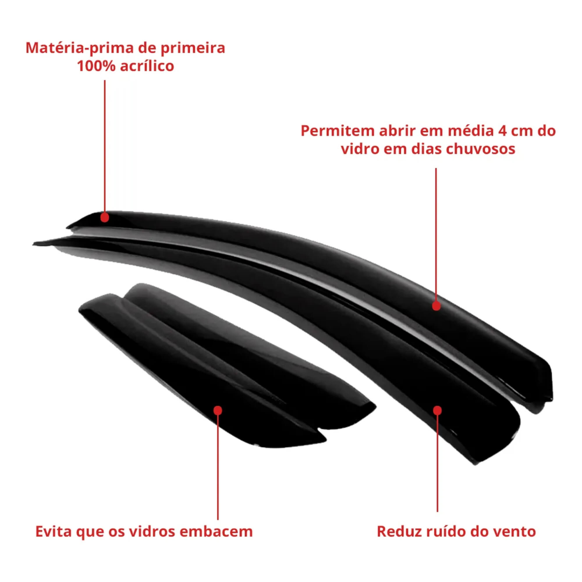 Calha de Chuva Defletor Honda ZR-V 2024 2025 4 Portas Preto Ecoflex - 78017A