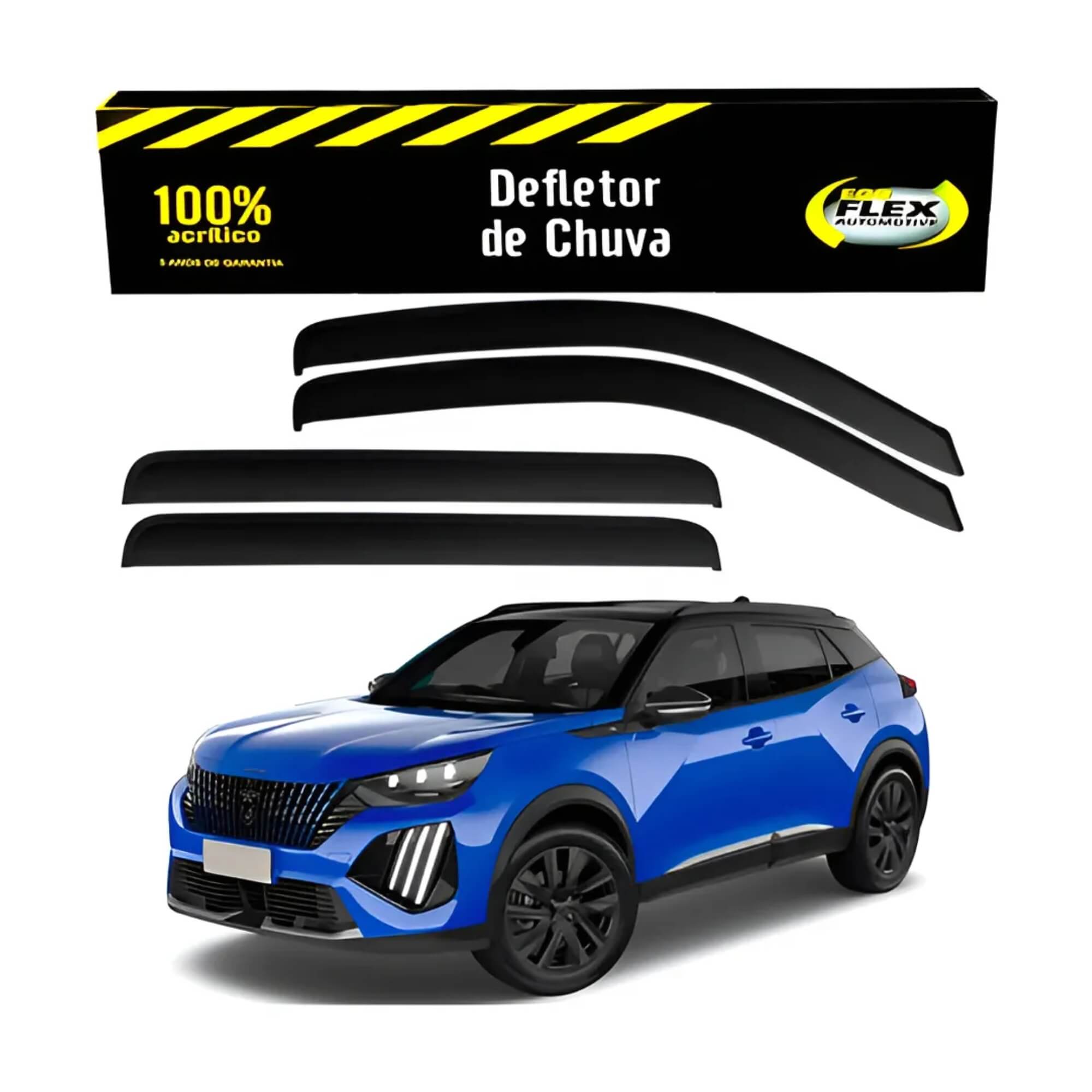 Calha de Chuva Defletor Peugeot 2008 - 2024/2025/2026 4 Portas Preto Ecoflex - 11016A