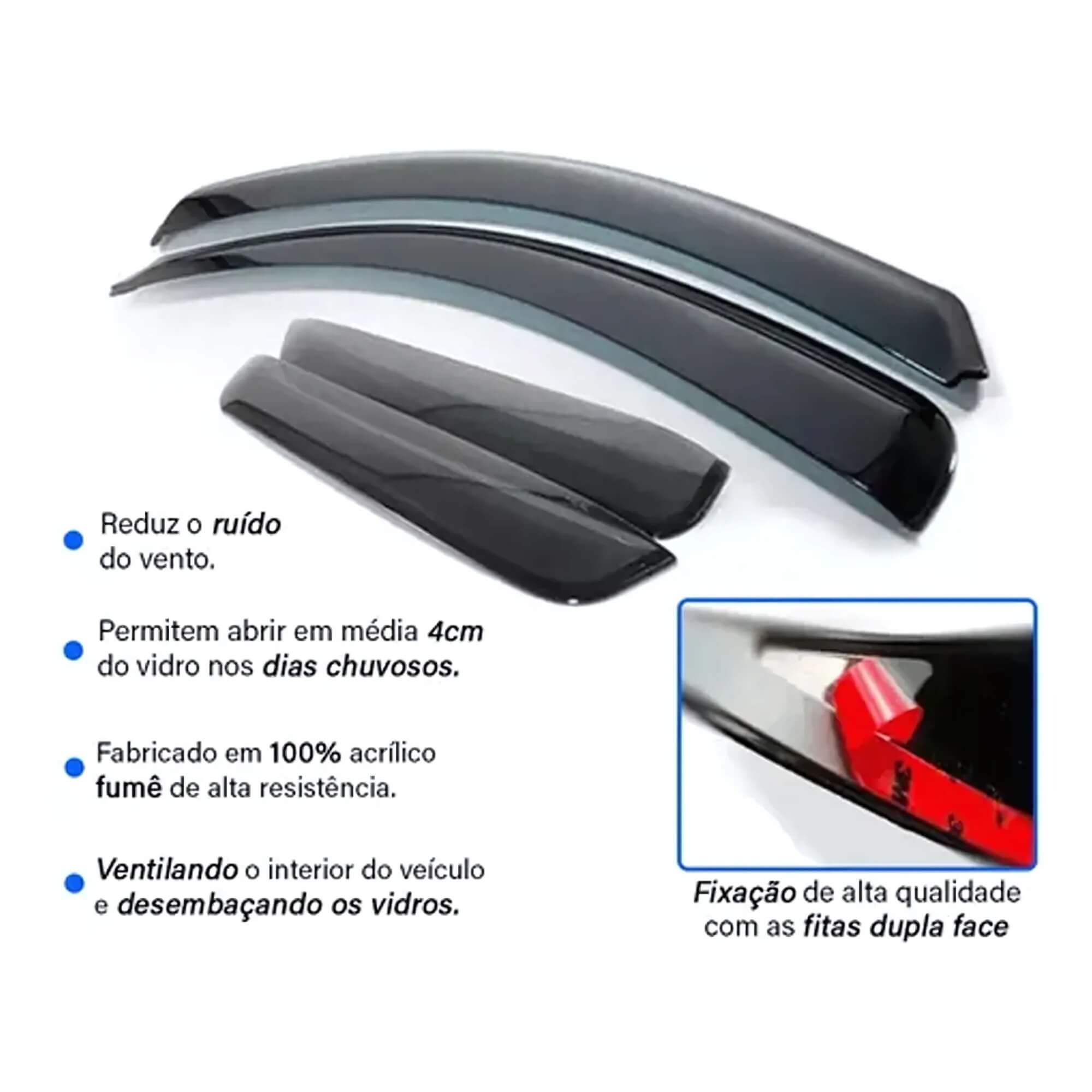 Calha de Chuva Defletor Peugeot 2008 - 2024/2025/2026 4 Portas Preto Ecoflex - 11016A