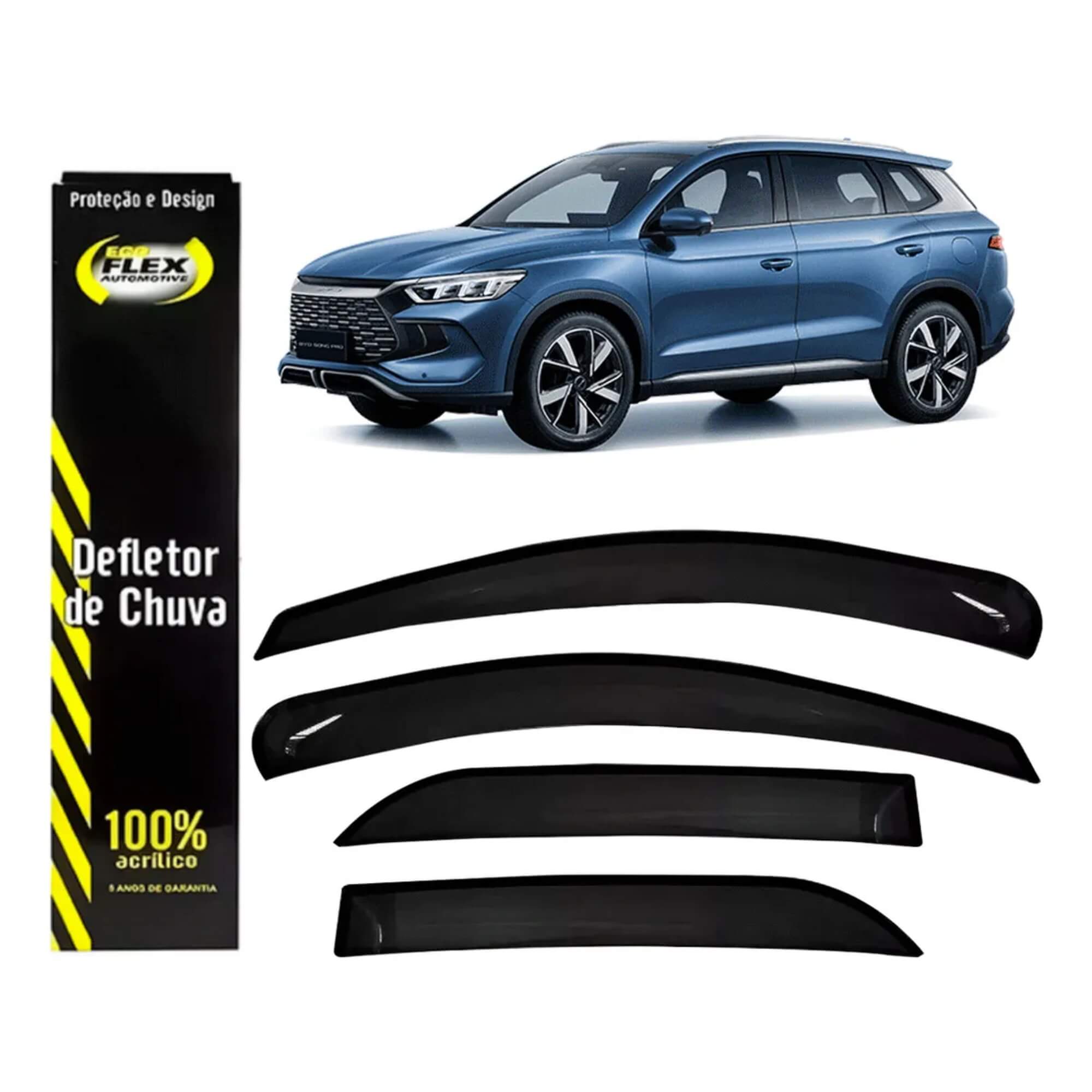 Calha de Chuva Defletor Byd Song Pro 2025 2026 4 Portas Ecoflex - 96005A