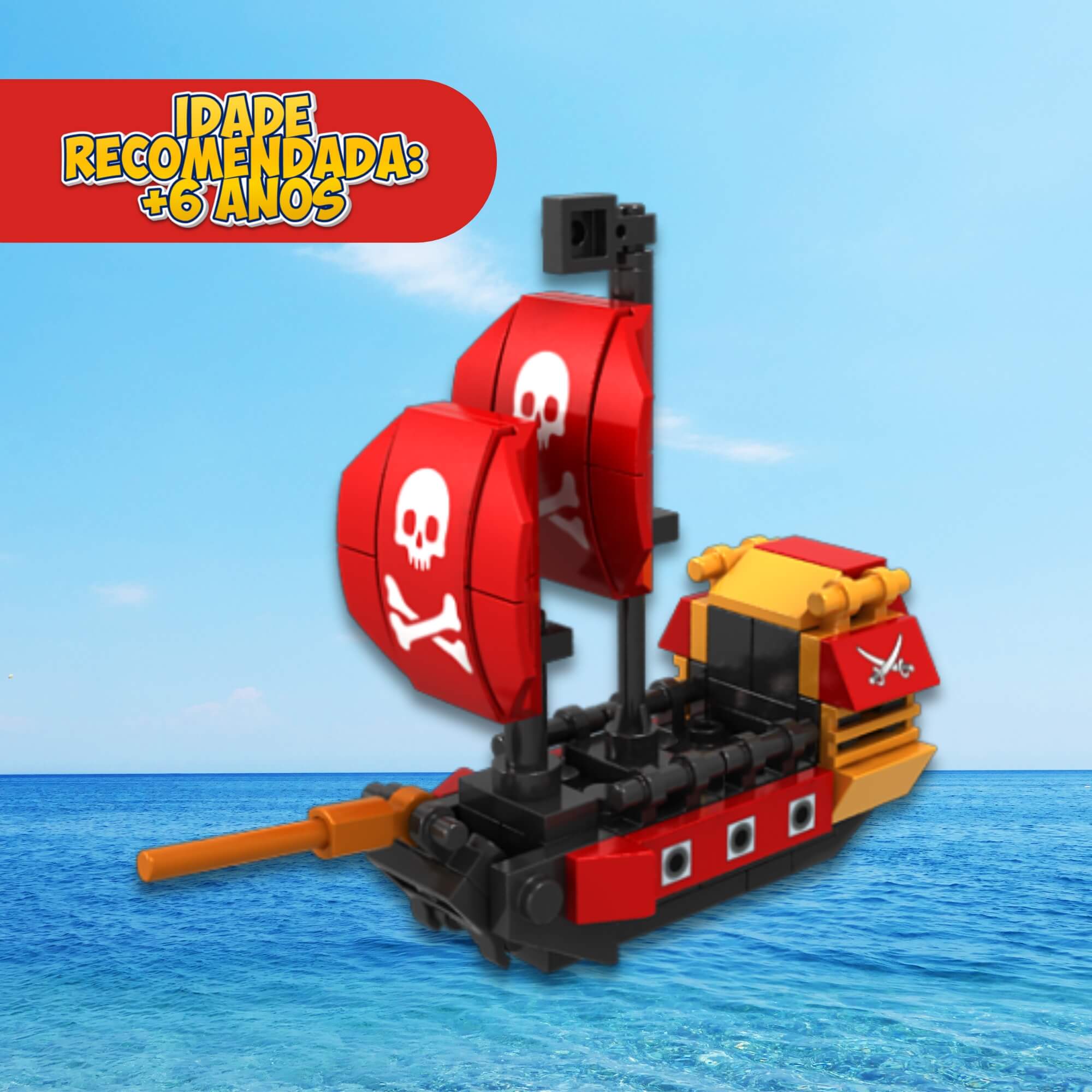 Brinquedo Infantil Barco Pirata 60 Peças Xalingo - 15254