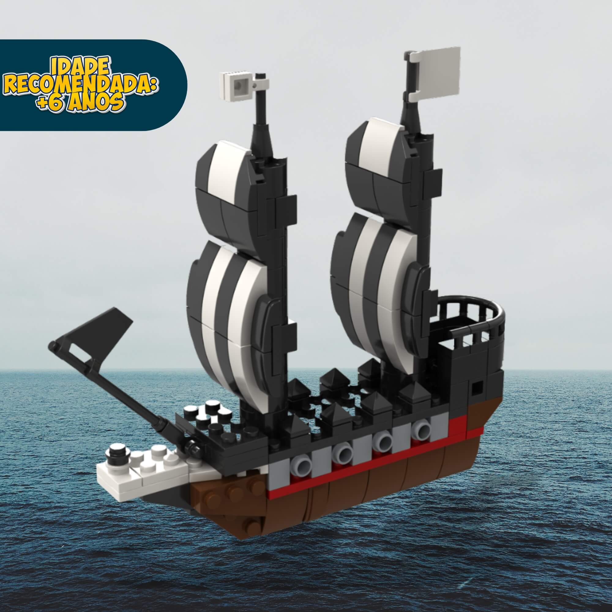Brinquedo Infantil Blocos de Montar Piratas Navio 200 Peças Xalingo - 15509