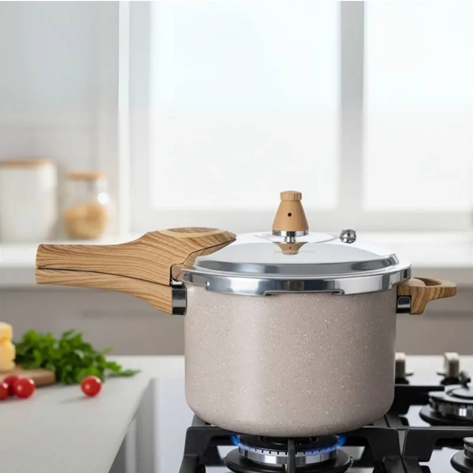 Panela de Pressão Indução Antiaderente Ceramic Life Pressure 4,2 Litros Areia Brinox - 4952/105