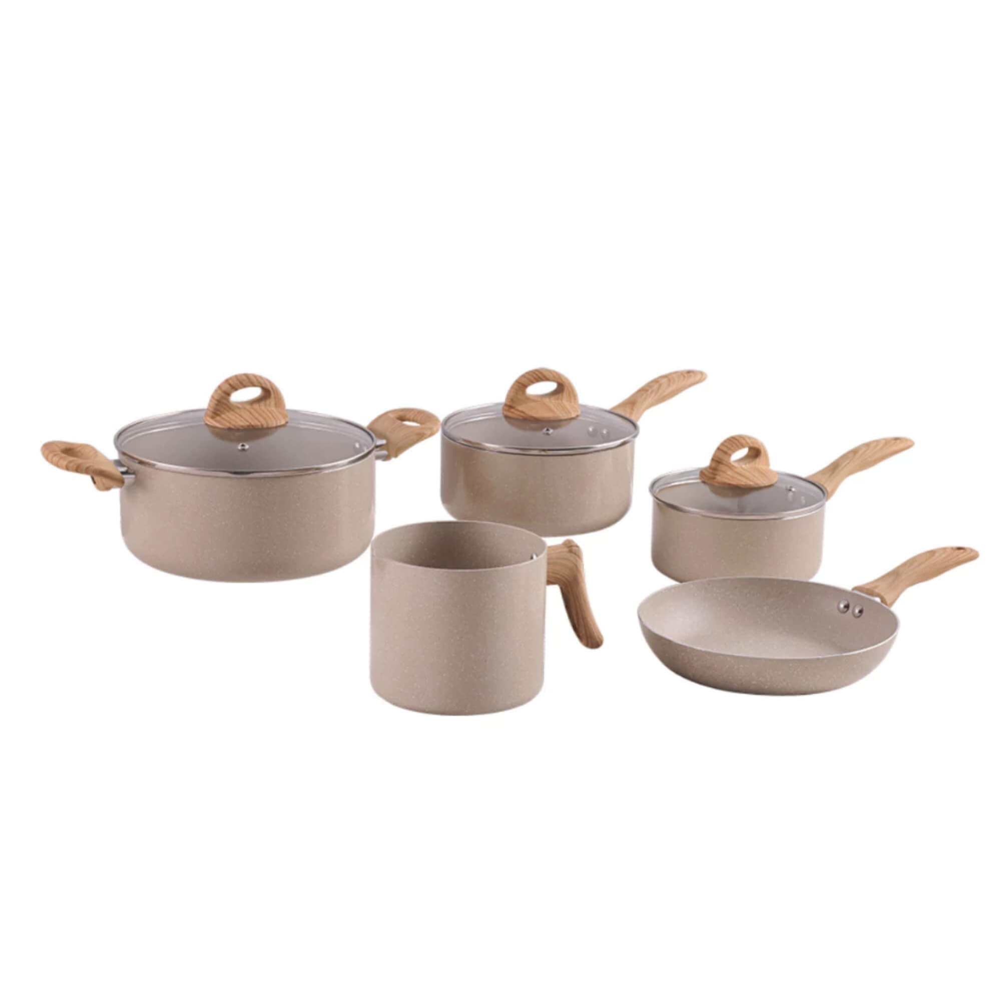Conjunto de Panelas Antiaderentes Ceramic Life 5 Peças com Indução cor Areia Brinox - 4774/105