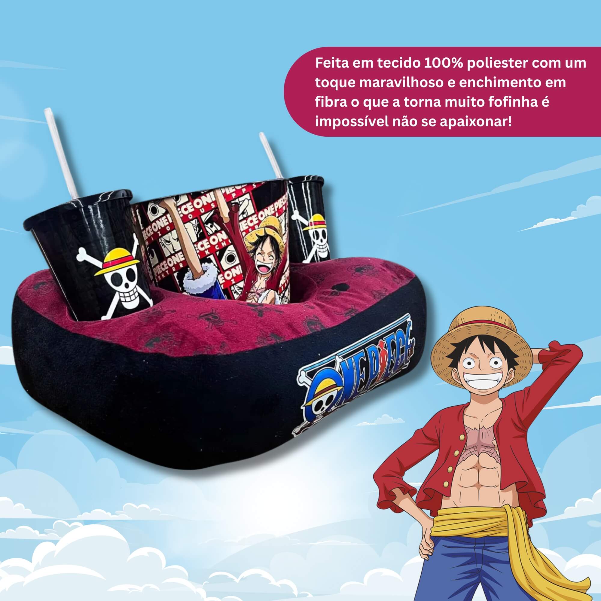 Kit Almofada Pipoca One Piece Zona Criativa - 10065115