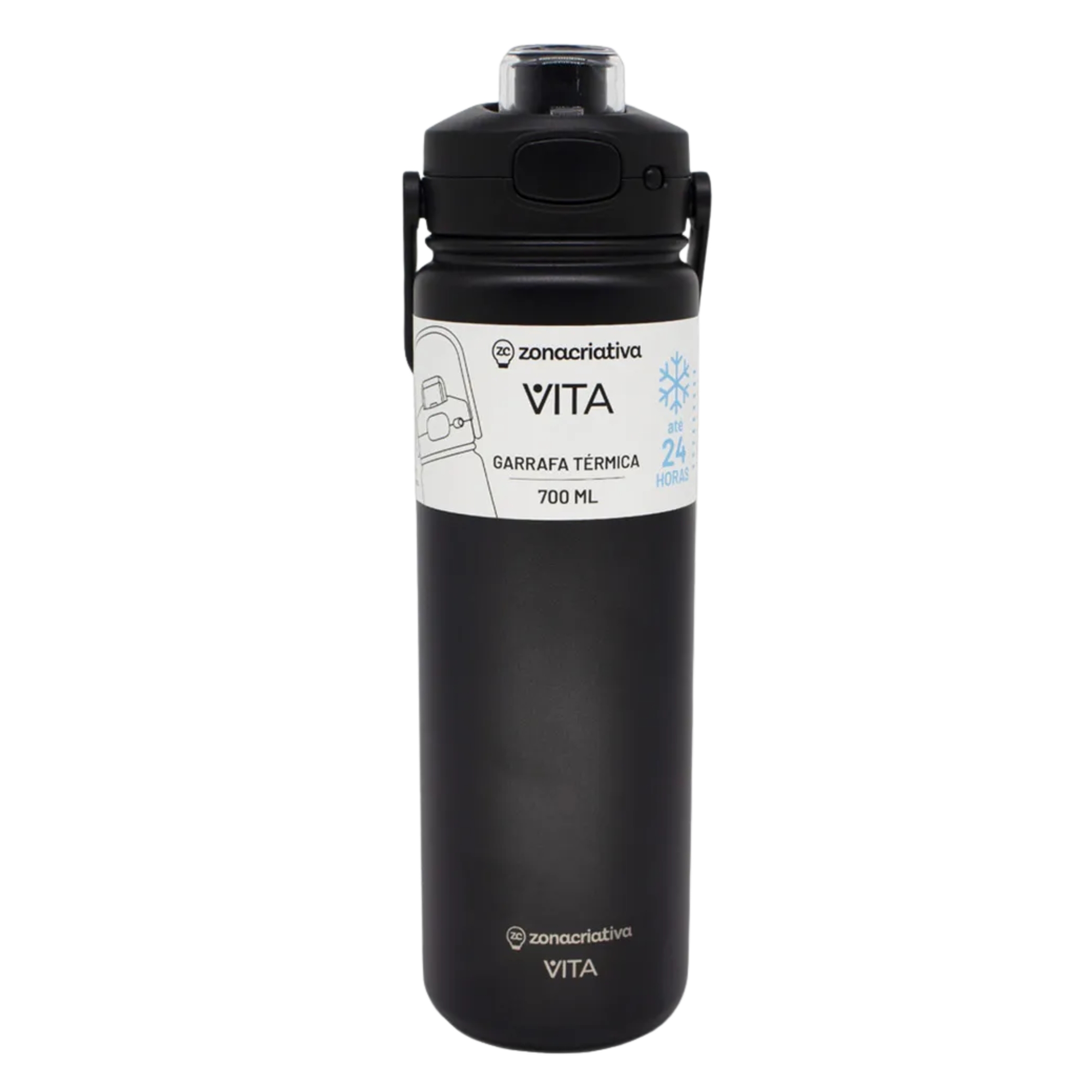 Garrafa Térmica Vita Nanquim 700ml Zona Criativa - 10073098