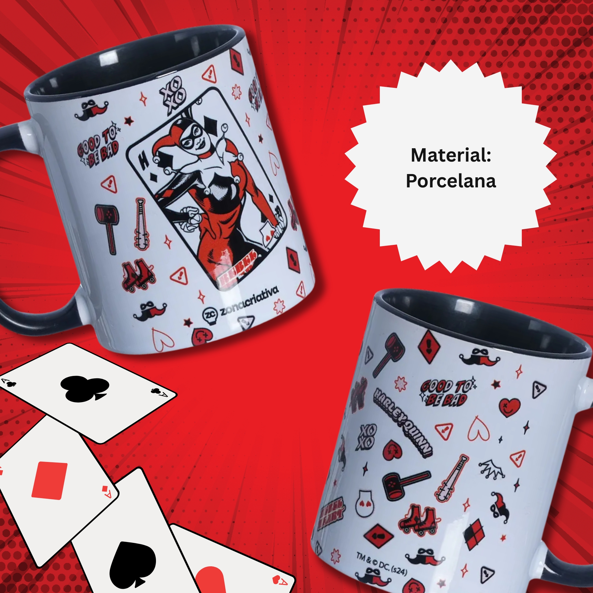 Caneca Pop Arlequina DC Comics 350ml Zona Criativa - 10025830