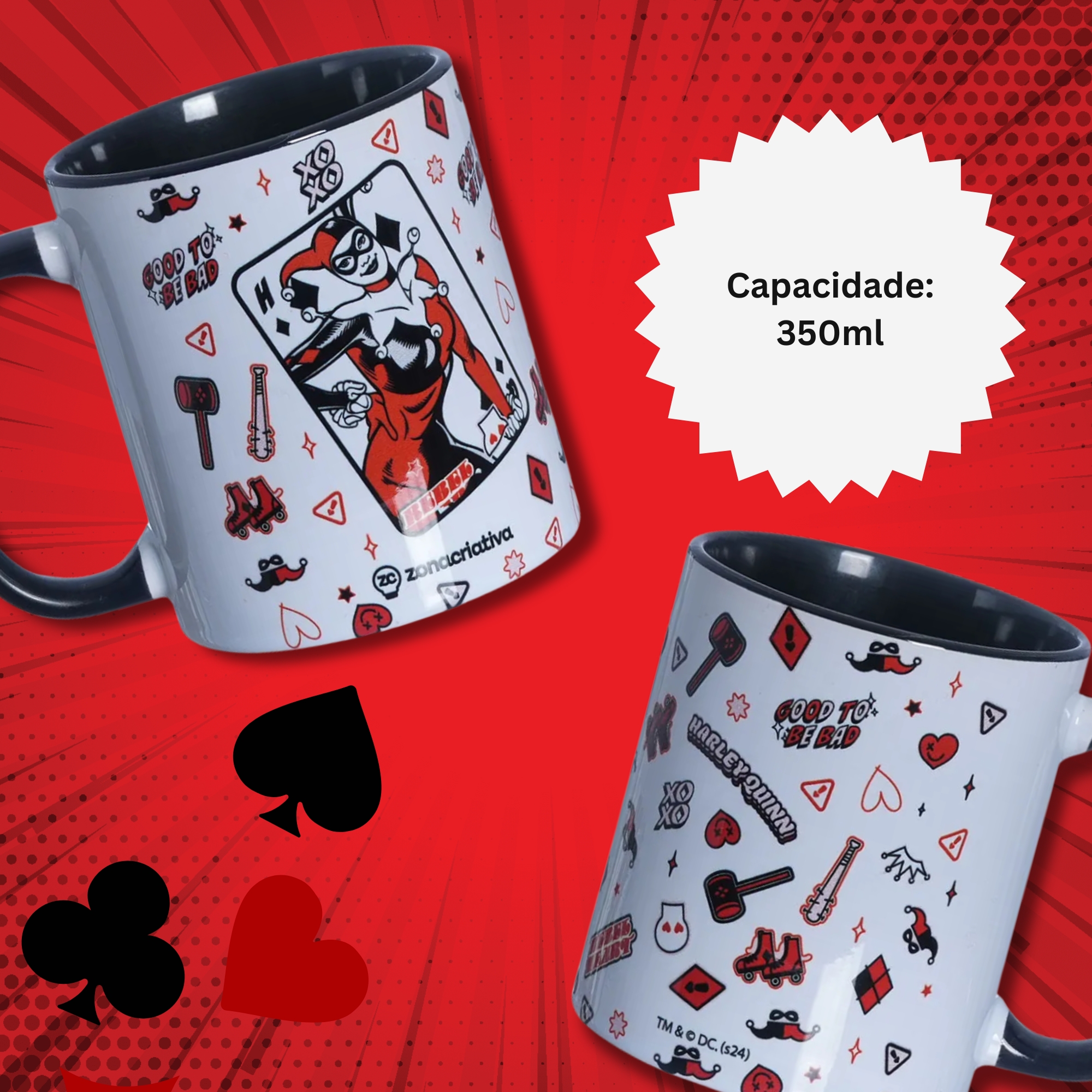 Caneca Pop Arlequina DC Comics 350ml Zona Criativa - 10025830