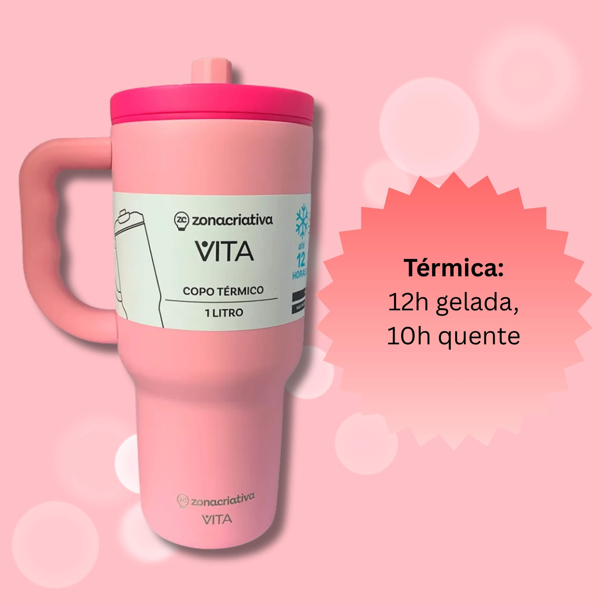 Copo Térmico Tumbler Vita Candy 1L Zona Criativa - 10026105