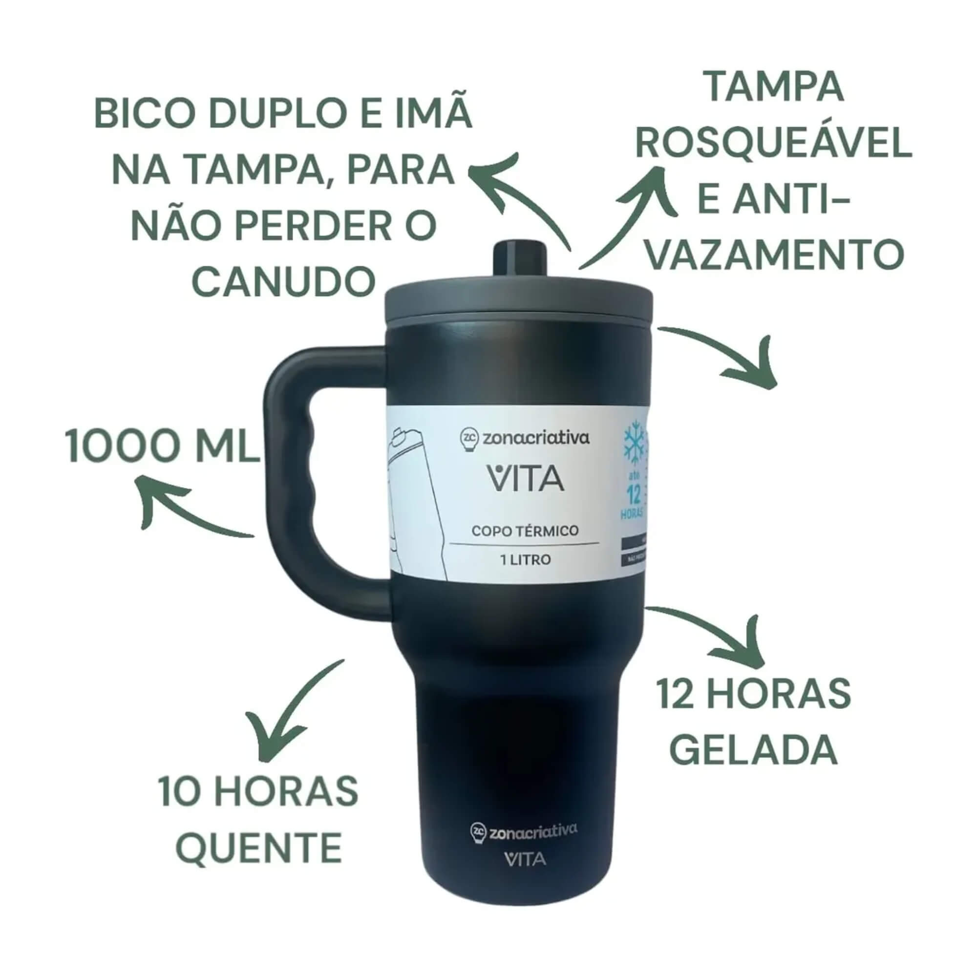 Copo Térmico Tumbler Vita Lunar 1L Zona Criativa - 10026108