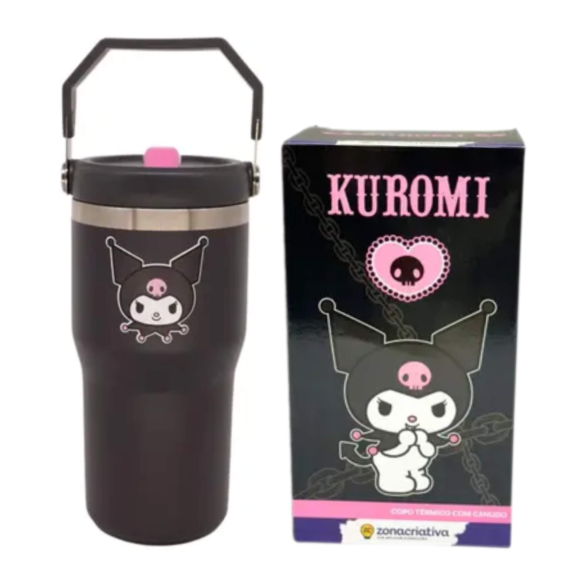 Copo Tumbler Hanger Kuromi 650ml Zona Criativa - 10026587