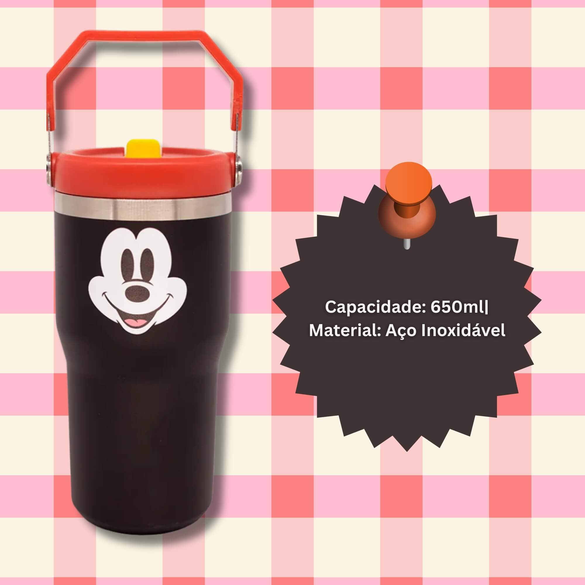 Copo Tumbler Hanger Mickey Mouse Disney 650ml Zona Criativa - 10026588