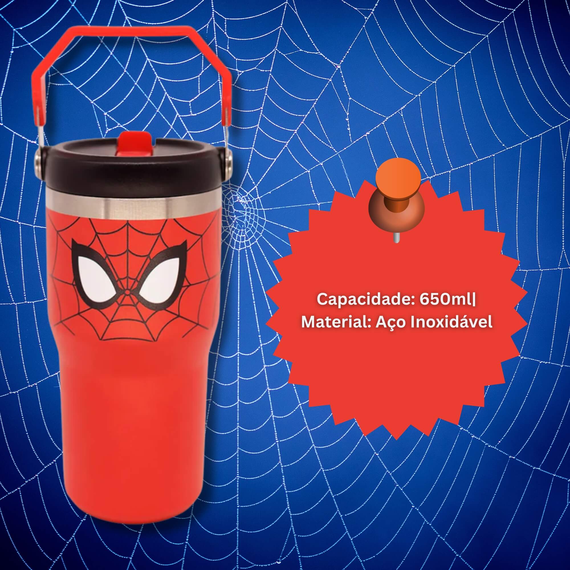 Copo Tumbler Hanger Homem Aranha Marvel 650ml Zona Criativa - 10026592