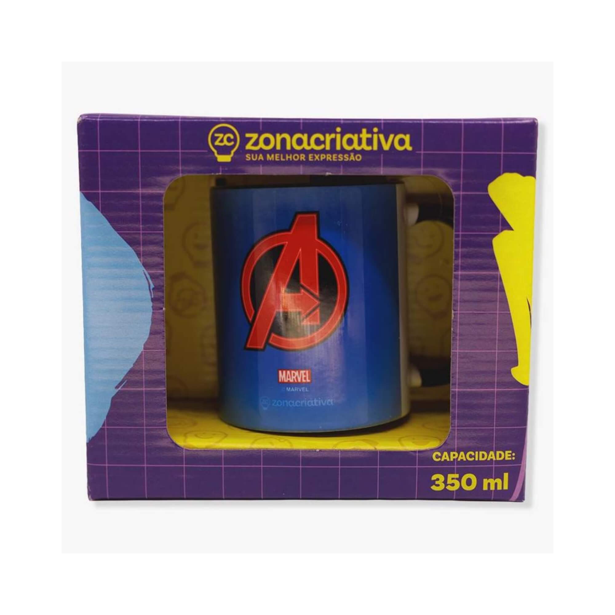 Caneca Pop 350ml Avengers Vingadores Logos Zona Criativa - 10026665