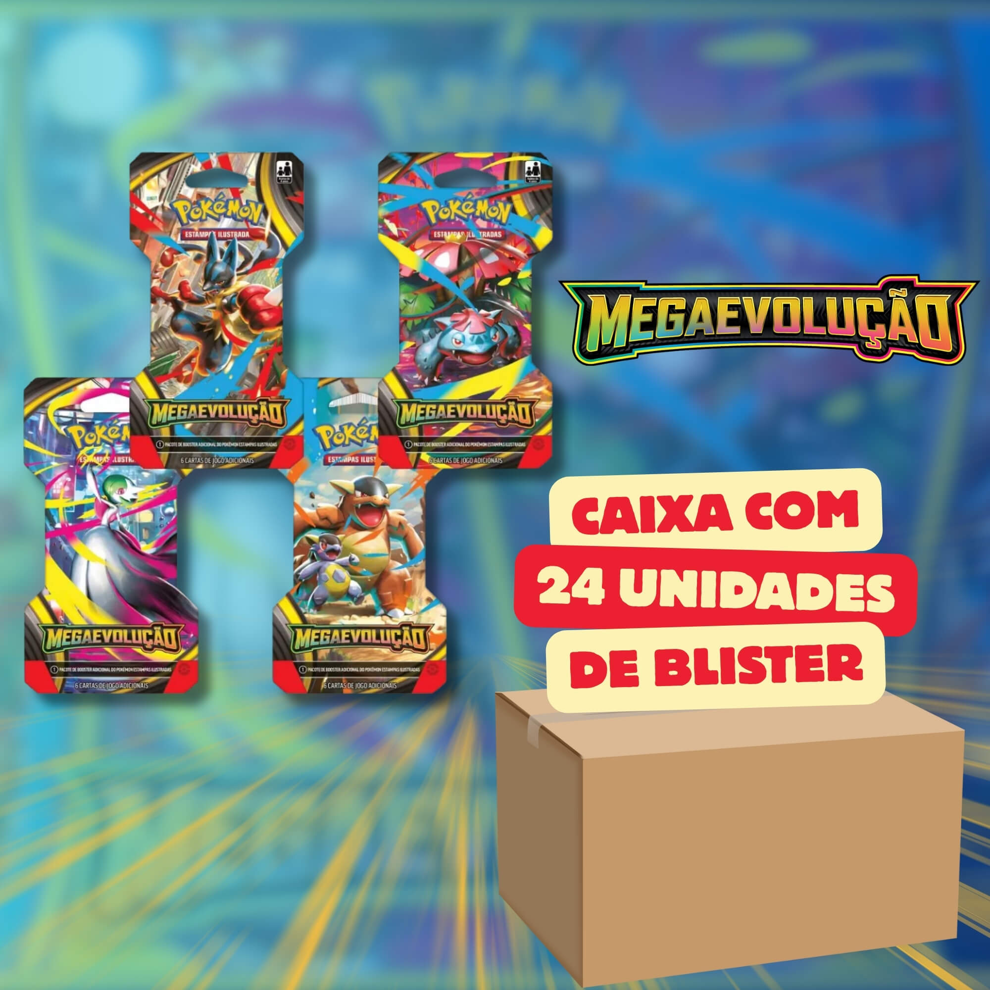 Pokemon ME01 Blister Unitário Megaevolução Caixa com 24 Unidades Copag - 35655