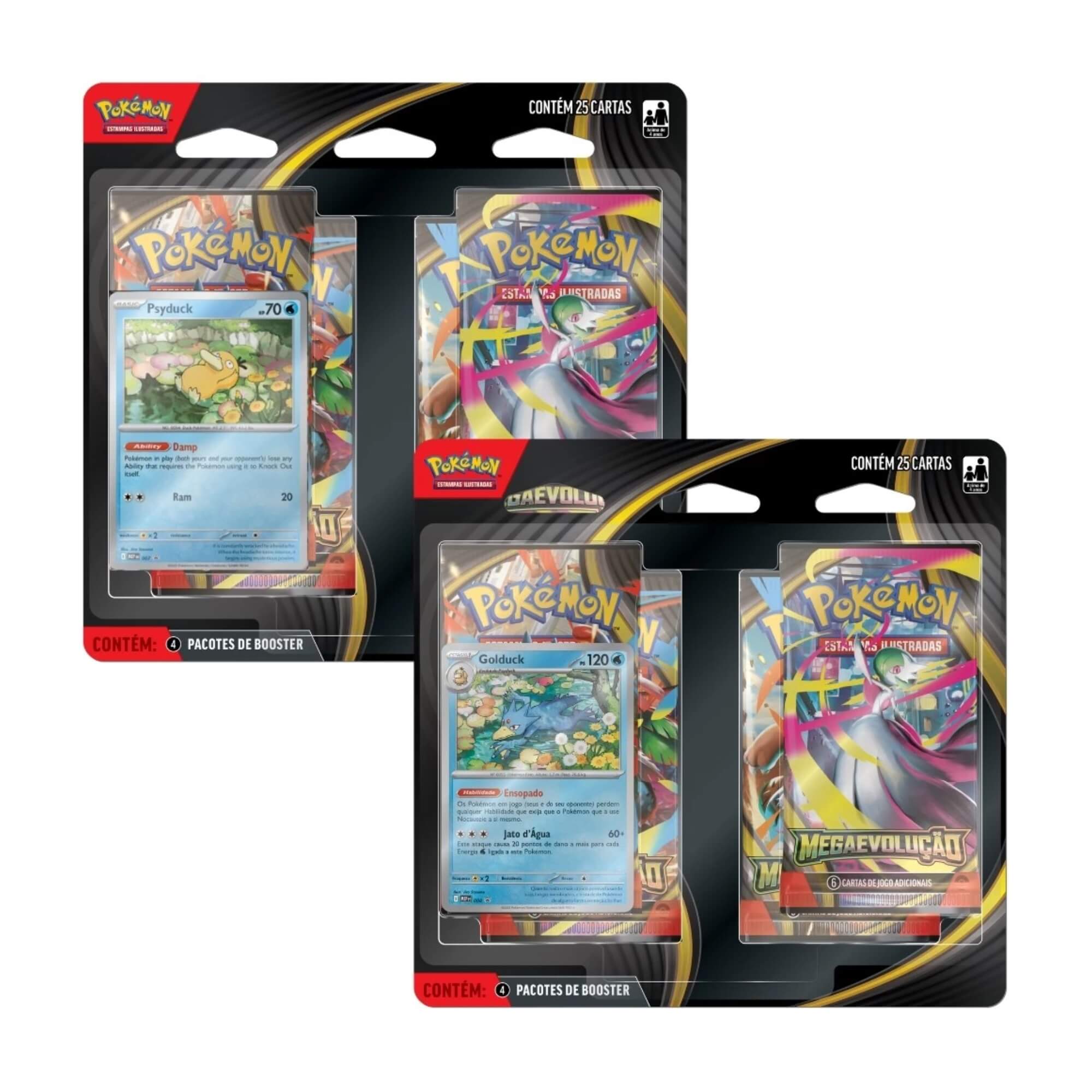 Pokemon Blister Quádruplo ME01 Mega Evolução Golduck e Psyduck Copag - 35659