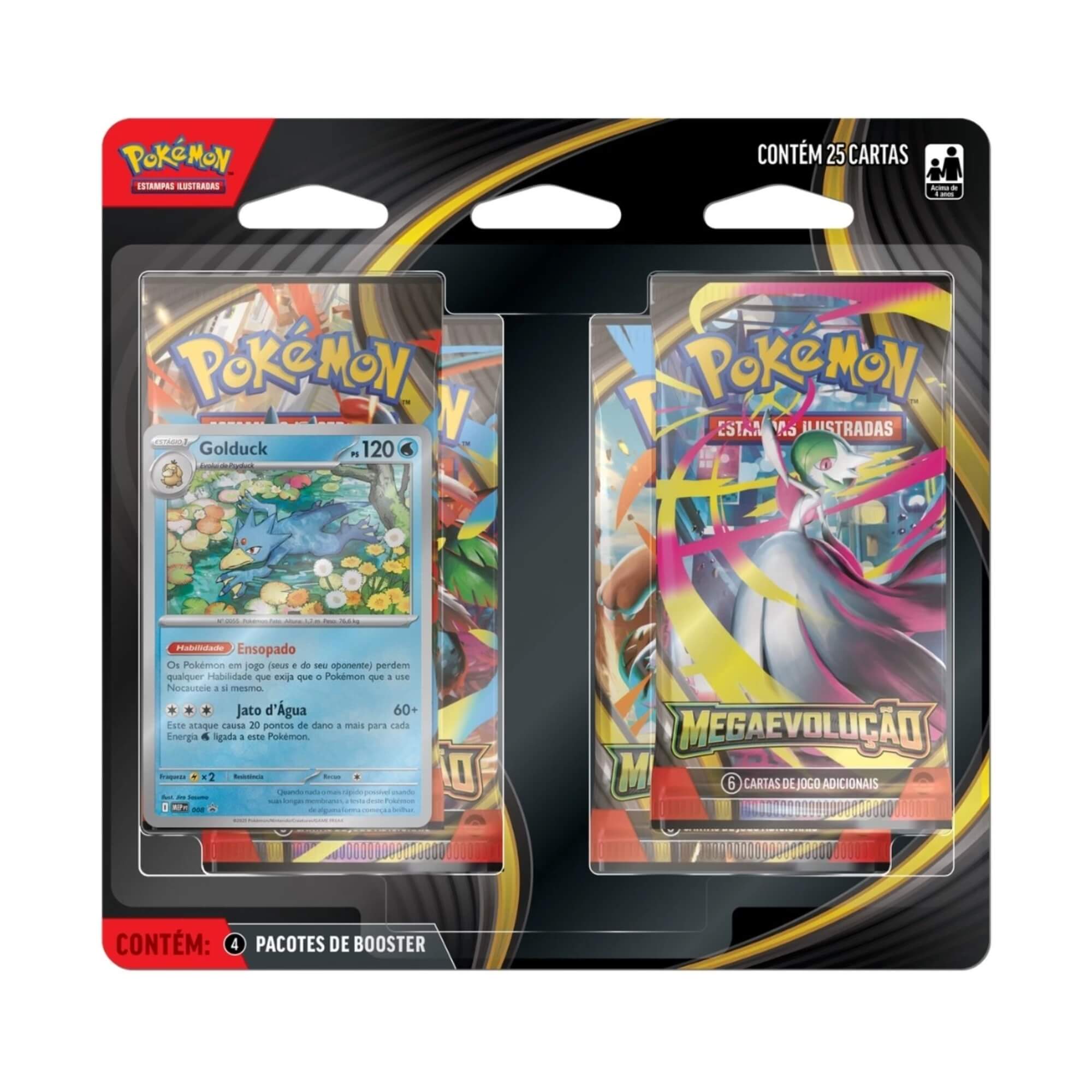 Pokemon Blister Quádruplo ME01 Mega Evolução Golduck e Psyduck Copag - 35659