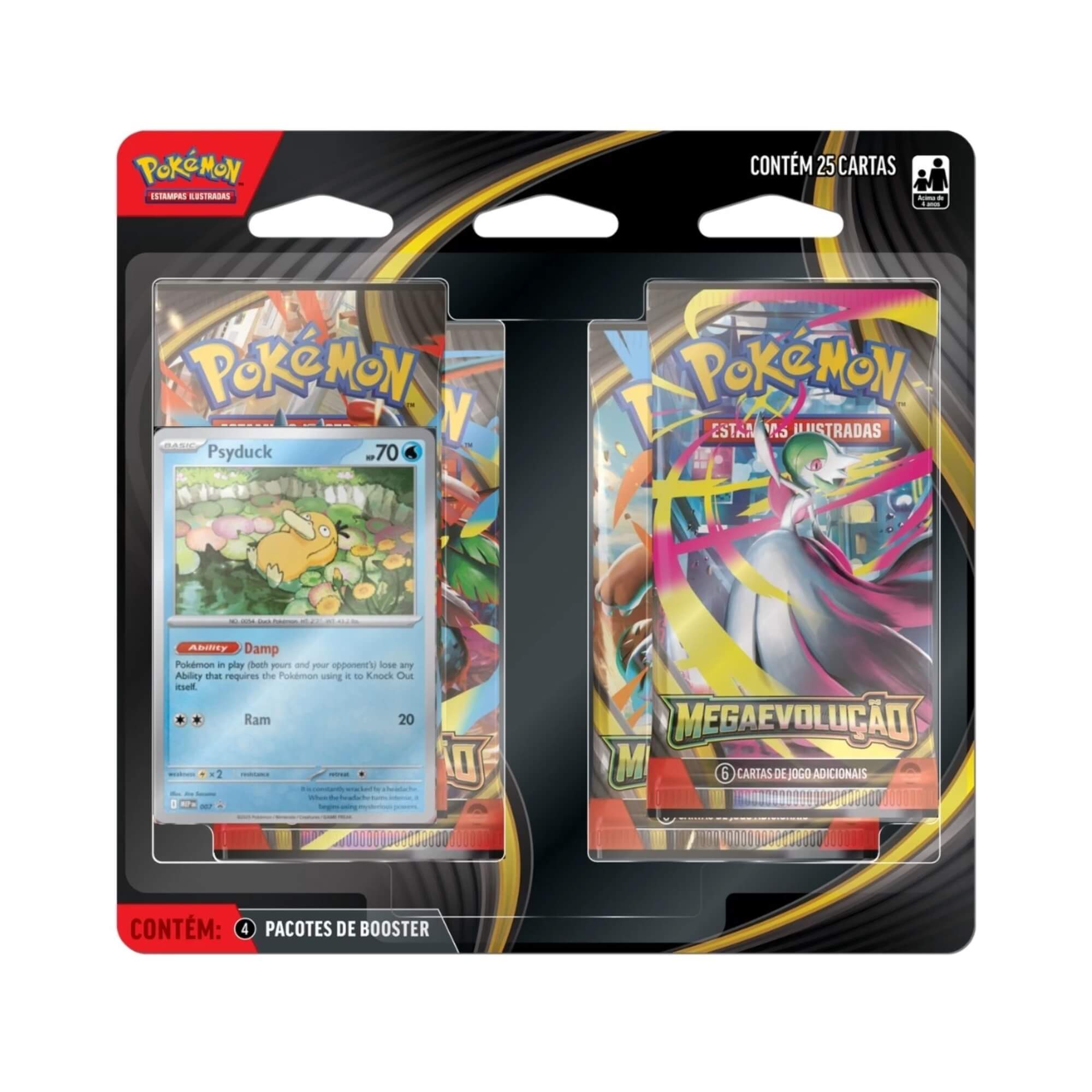 Pokemon Blister Quádruplo ME01 Mega Evolução Golduck e Psyduck Copag - 35659