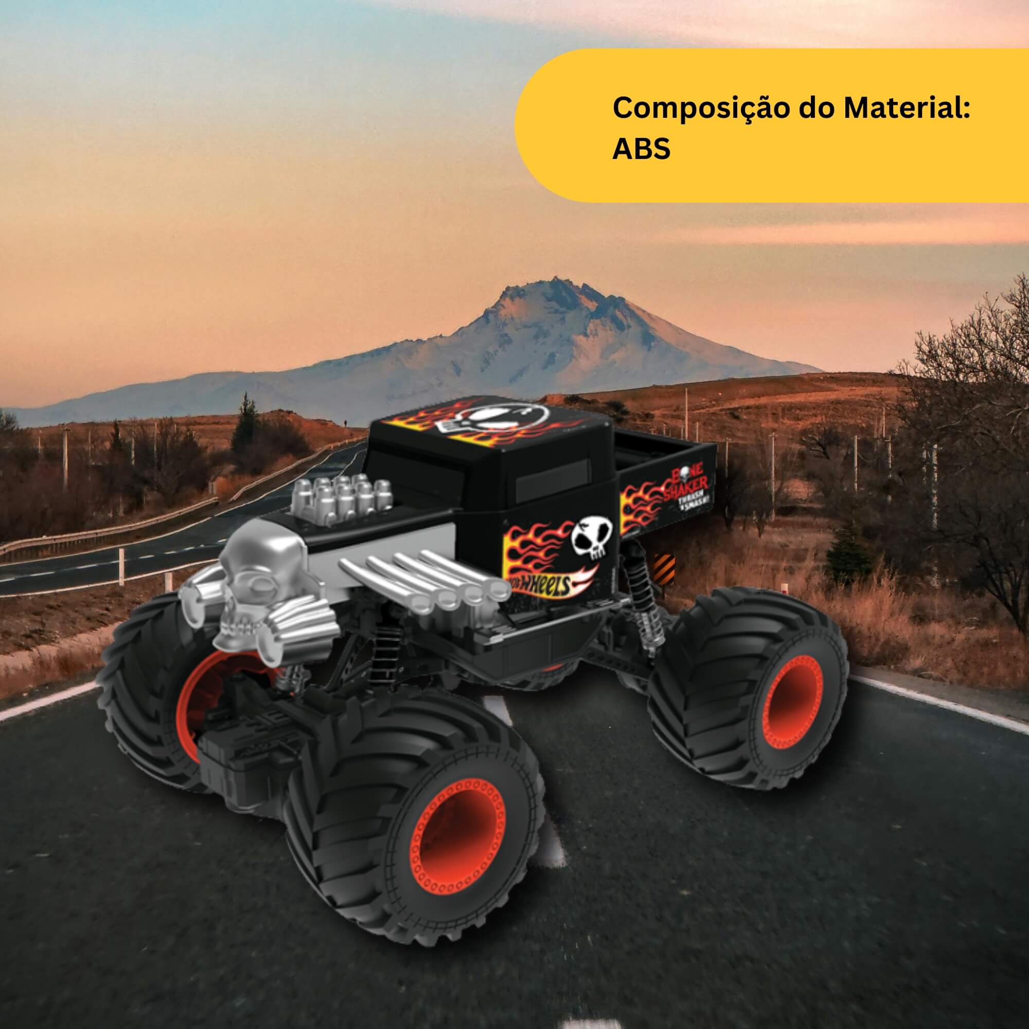 Brinquedo Carrinho Monster Truck Turbo Crasher de Controle Remoto Hot Wheels 1:24 Multikids - BR2533