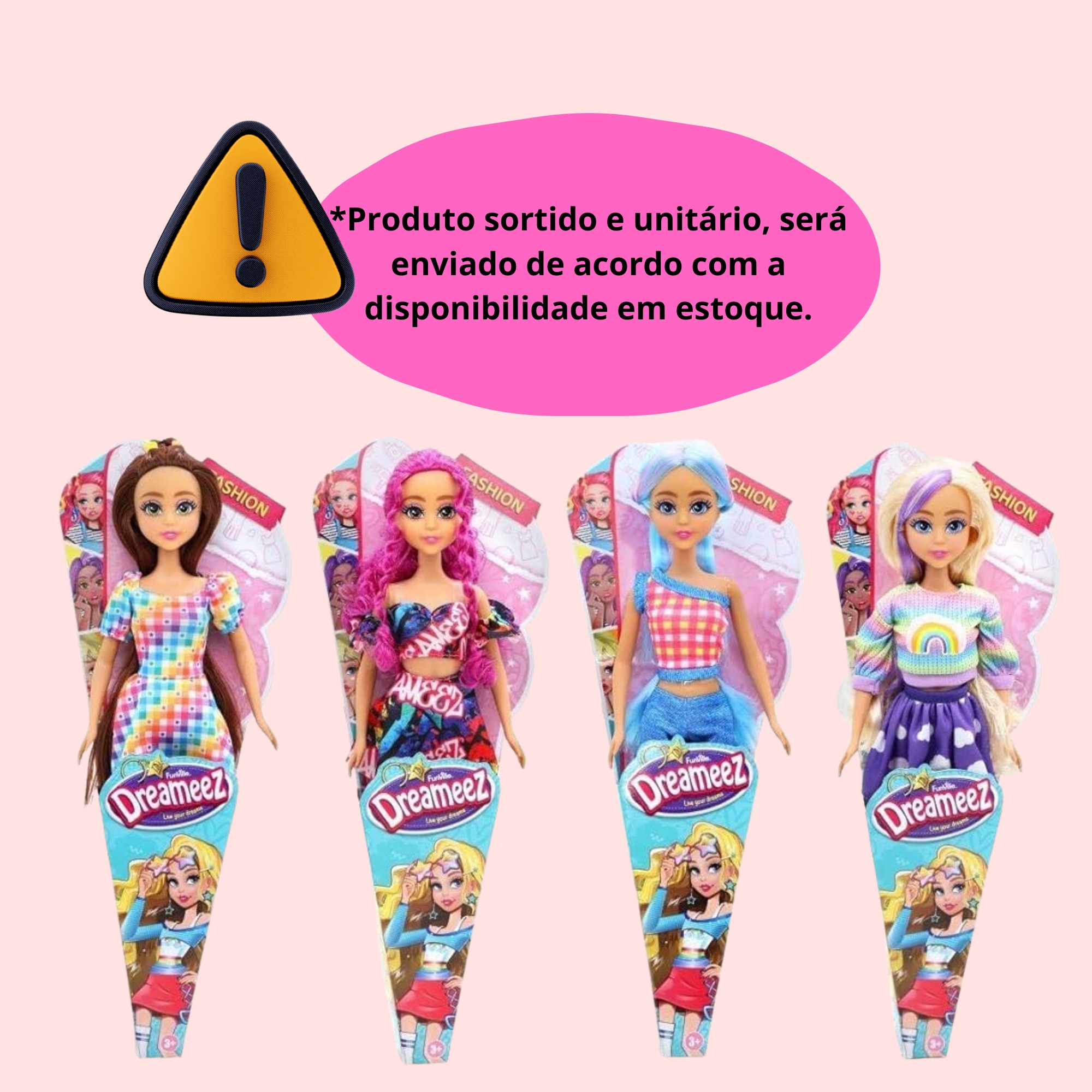 Boneca Dreameez Fashion Doll Fashionista 29cm 1 Unidade Sortida e Unitária Multikids BR2489