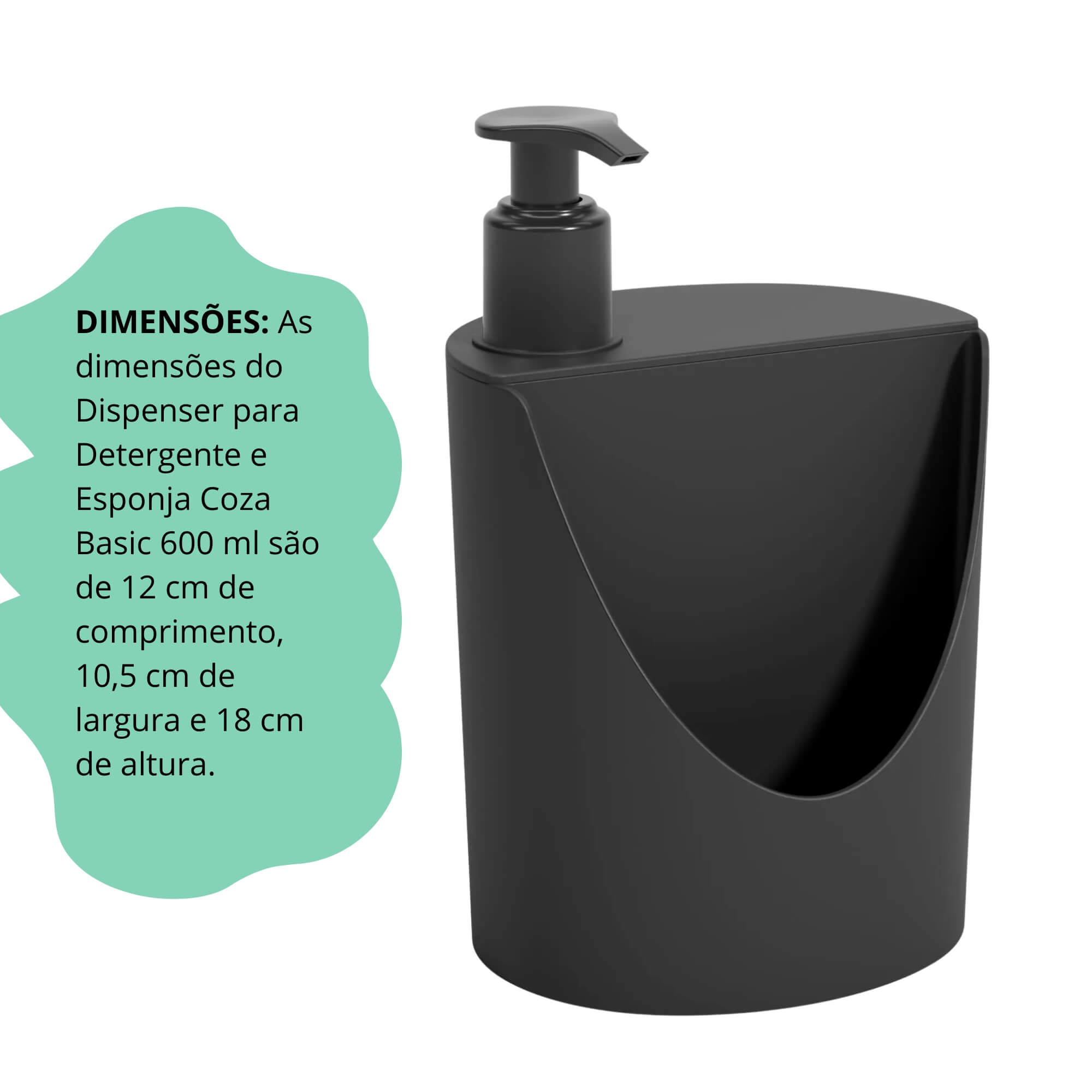 Dispenser para Detergente e Esponja Coza Basic 600ml Sortido e Unitário Brinox - 10837/8333