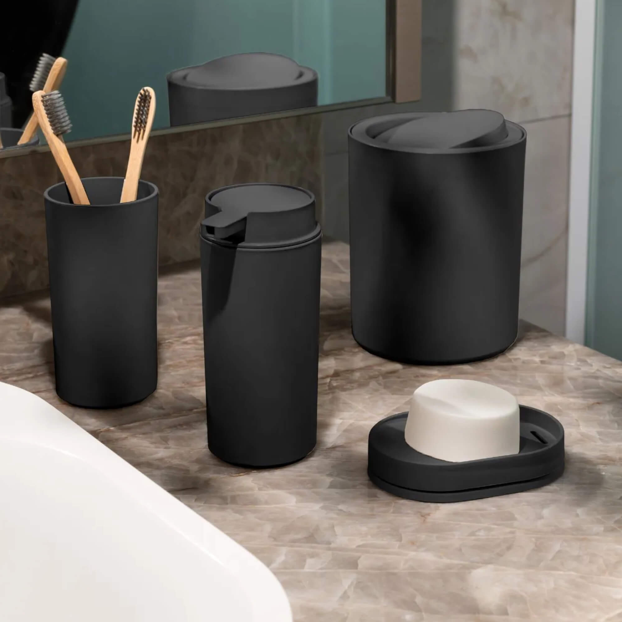 Porta Sabonete Líquido 290ml Coza Serene Preto Brinox - 13101/3008
