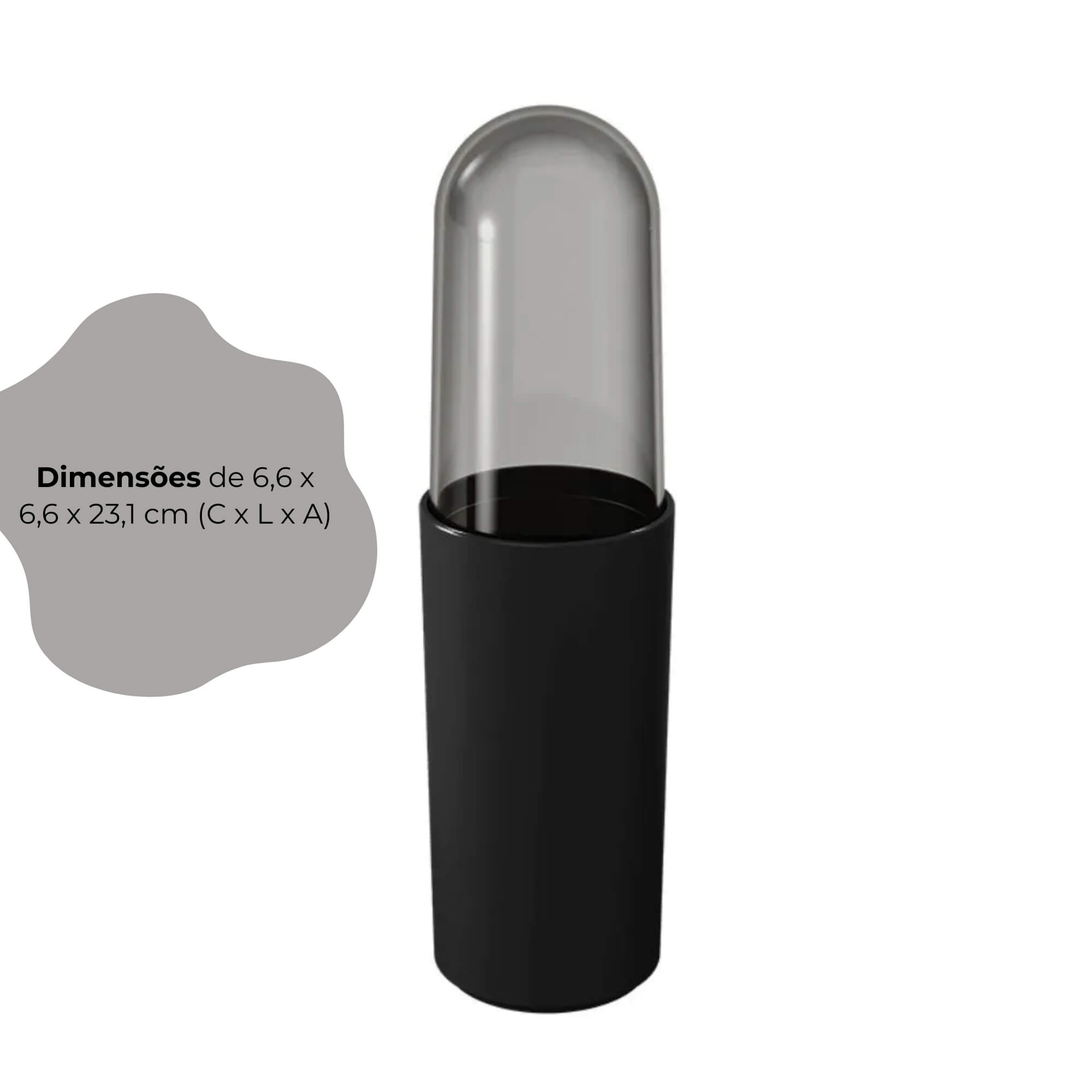 Porta Escova de Dentes com Tampa Coza Serene Preta Brinox - 13100/3008