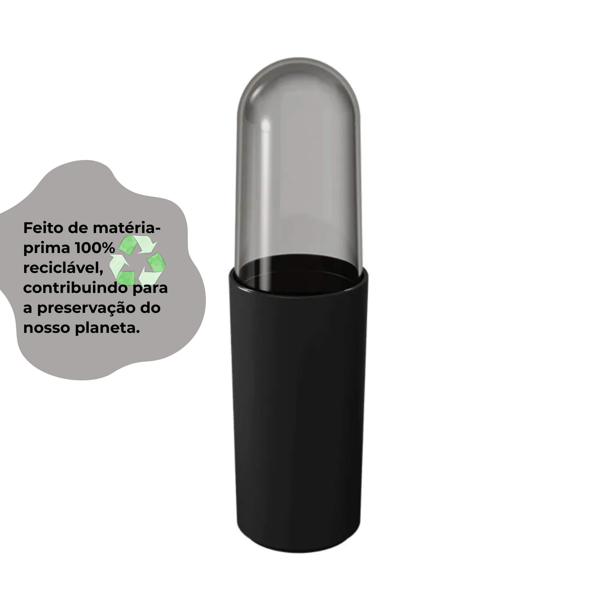 Porta Escova de Dentes com Tampa Coza Serene Preta Brinox - 13100/3008