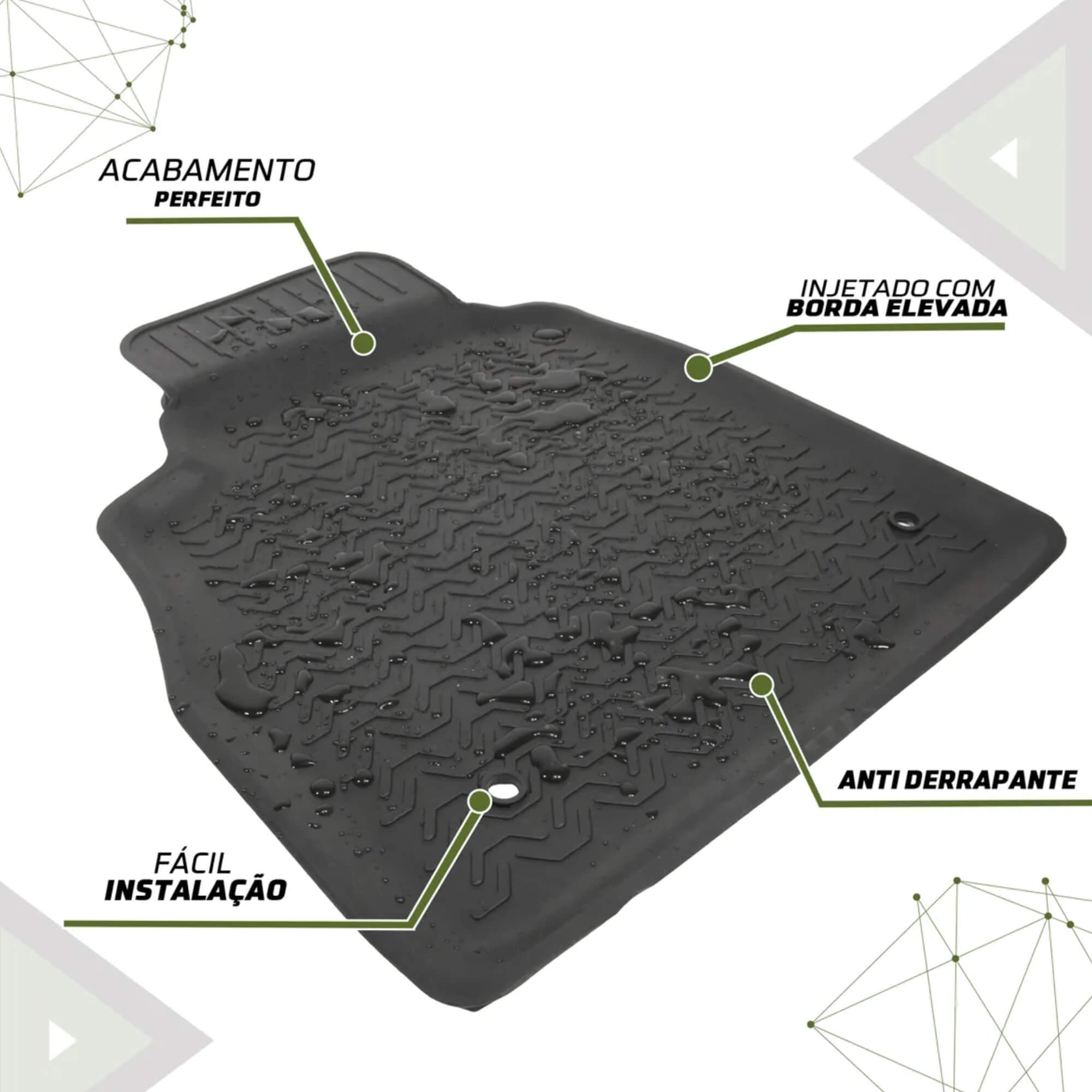 Tapete tipo Bandeja 4P Preto Modelo Kicks Antigo 2016 a 2025 5 Peças Grid - TB10001