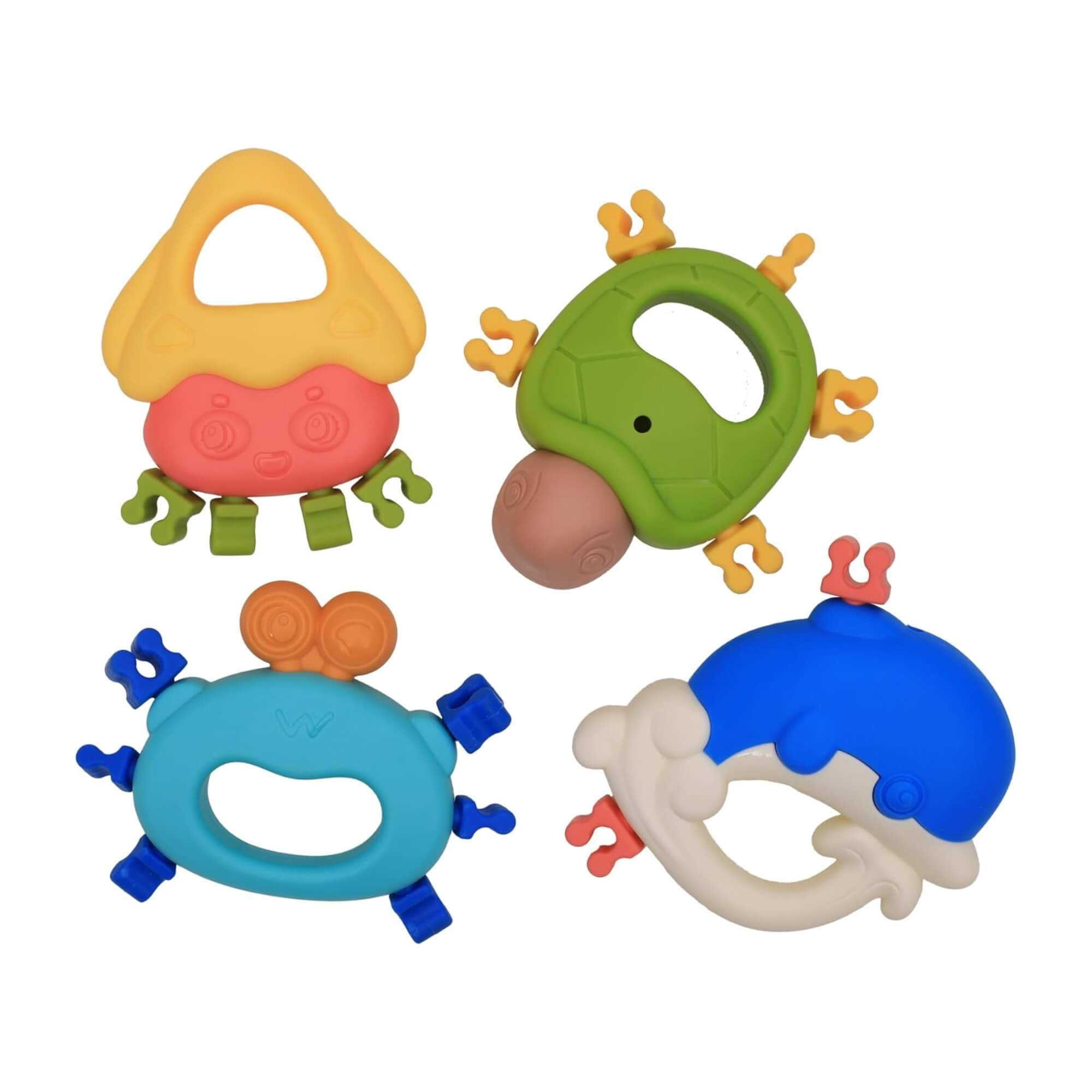 Brinquedo Infantil Kit Mordedor Fundo do Mar Para Bebê com 4 Peças Mimo Toys - 10388