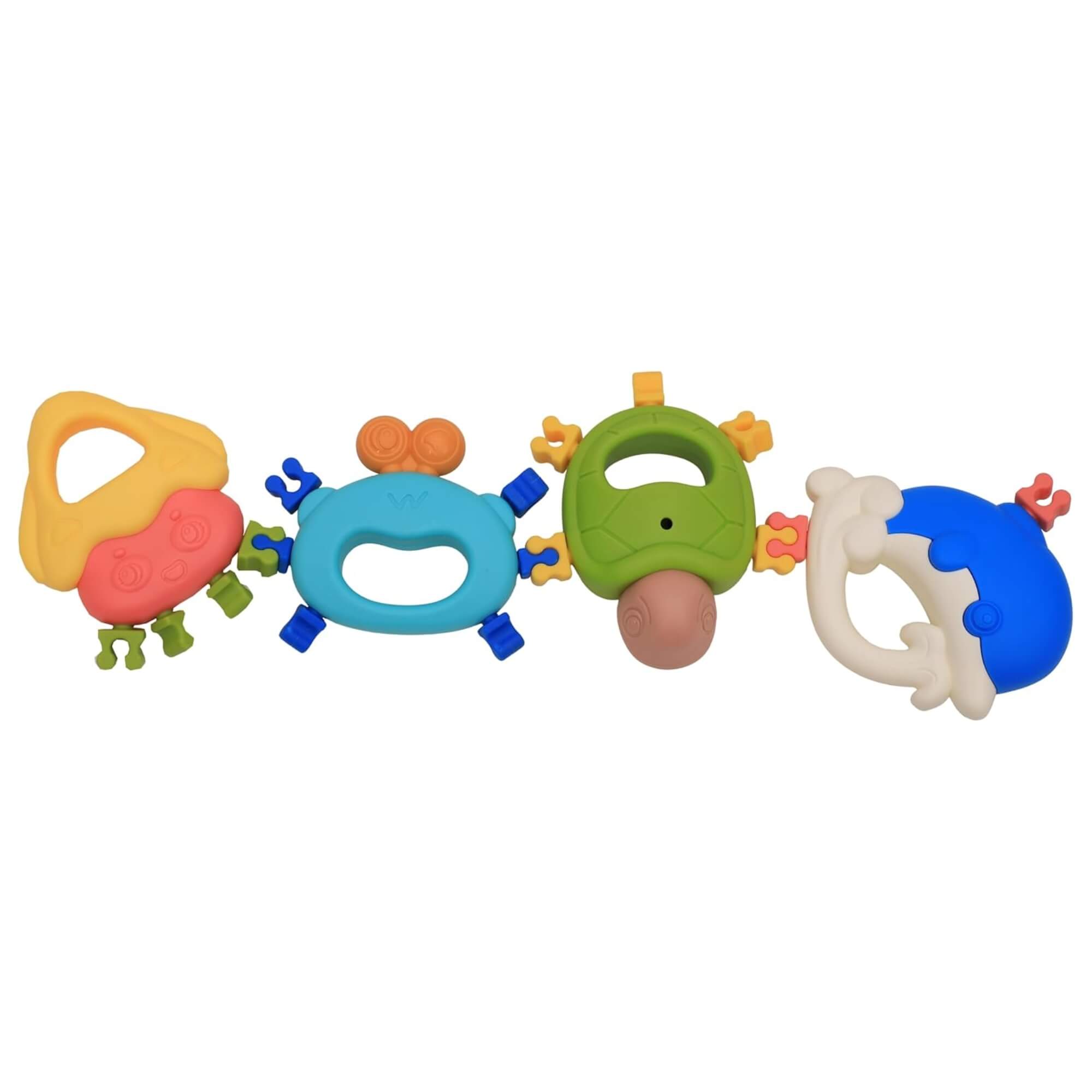 Brinquedo Infantil Kit Mordedor Fundo do Mar Para Bebê com 4 Peças Mimo Toys - 10388