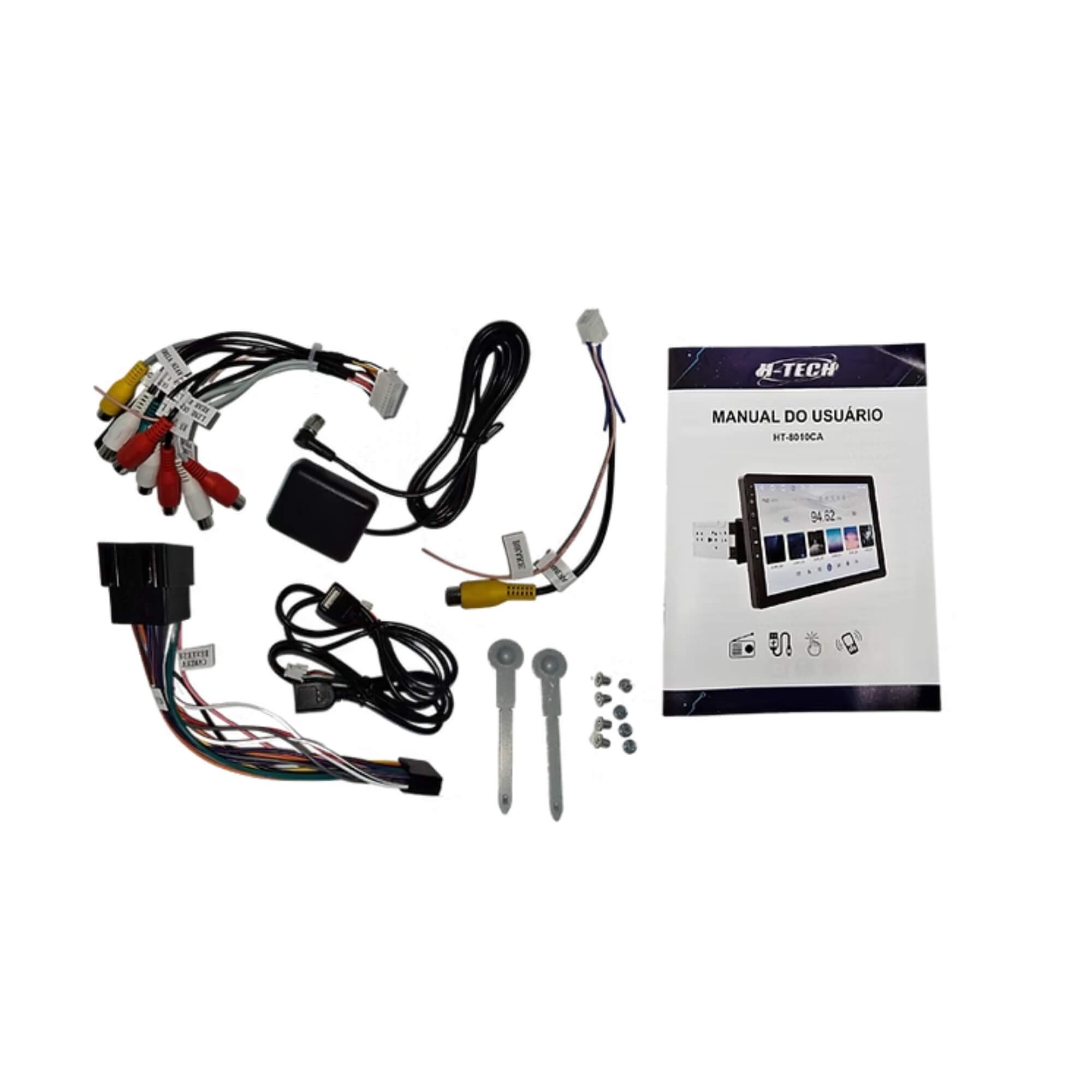 Multimídia 10.1" Pol QuadCore 4x60W RMS 2+32GB - Esp s/Fio - CP/AA H-tech - HT-8010CA
