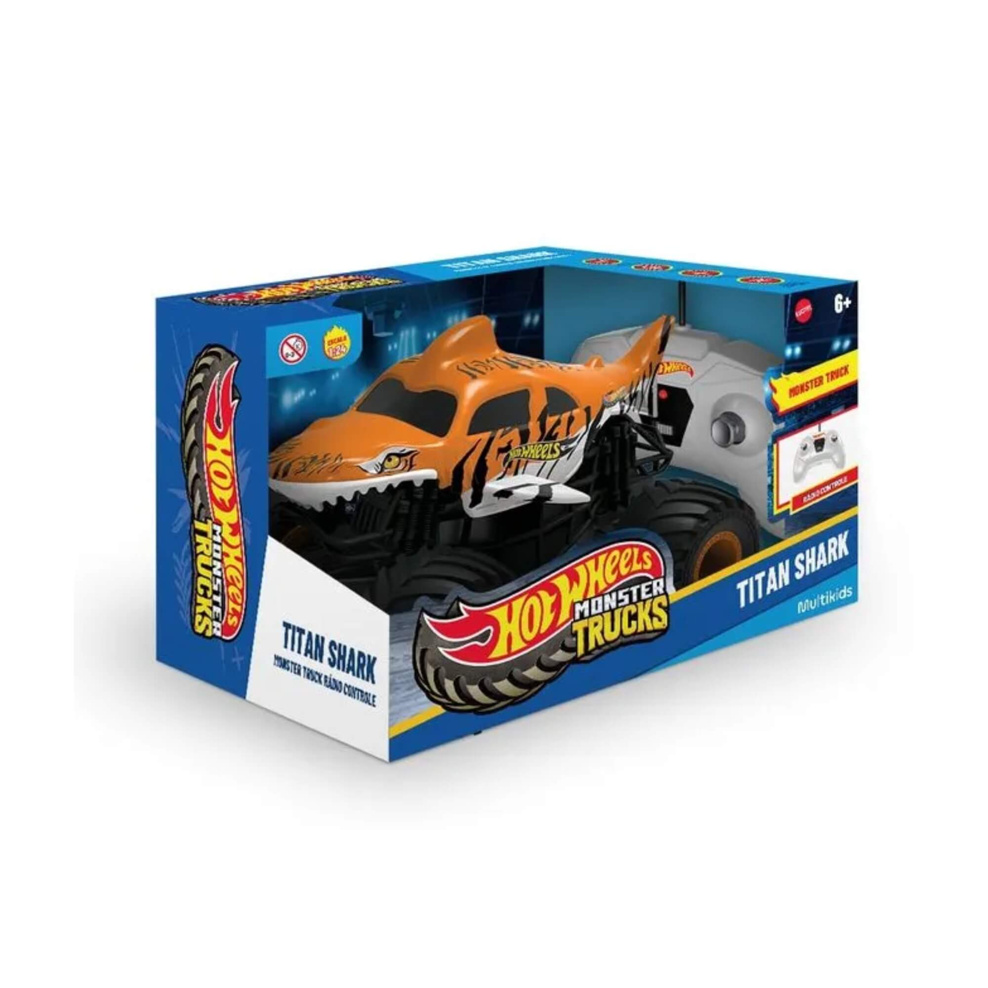 Brinquedo Infantil Monster Truck Titan Shark de Controle Remoto Hot Wheels Multikids - BR2532