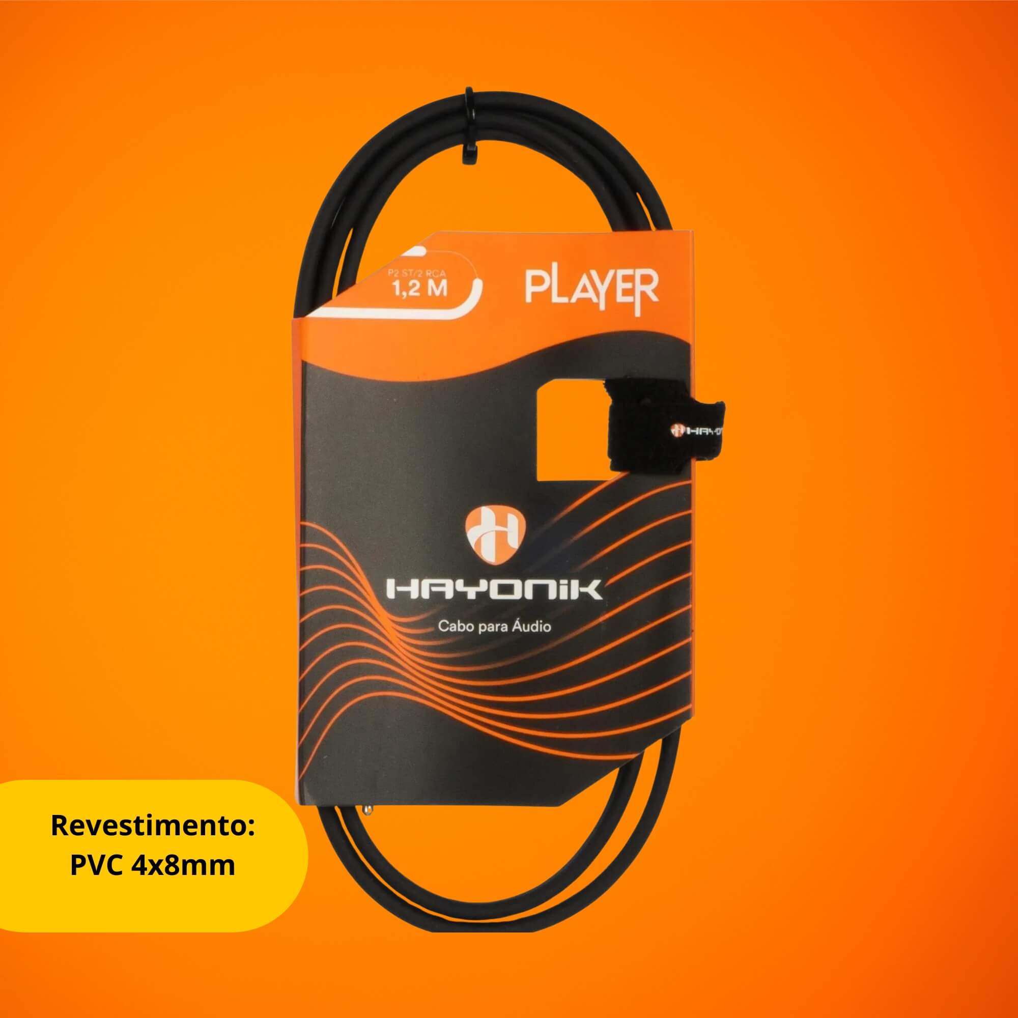 Cabo de Áudio Player 1 P2 x 2 RCA 1,2m Preto Hayonik - 0000081895