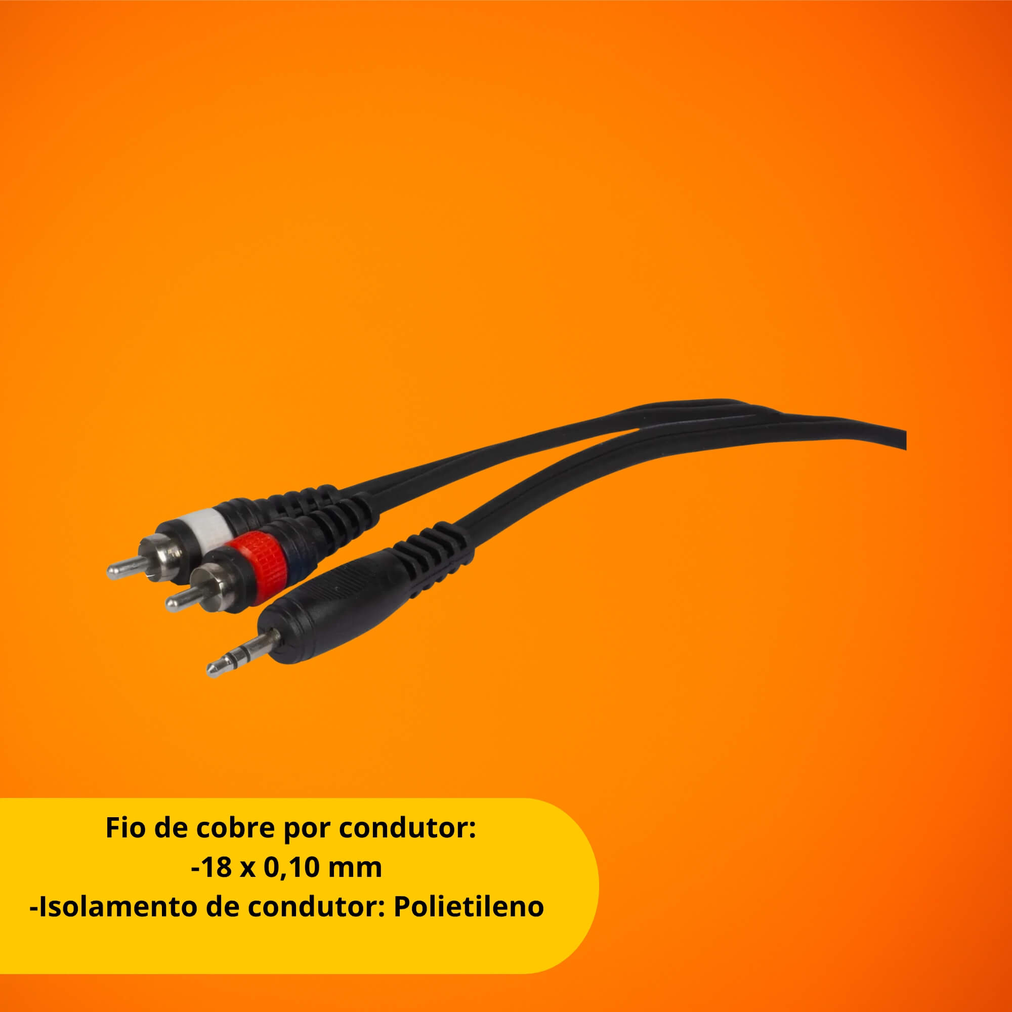 Cabo de Áudio Player 1 P2 x 2 RCA 1,2m Preto Hayonik - 0000081895