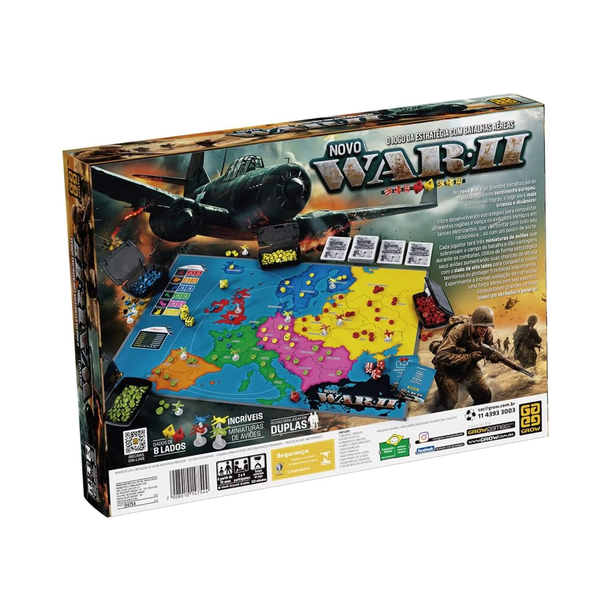 Jogo de Tabuleiro War II - Jogo da Estratégia com Batalhas Aéreas +10 Anos Grow - 04754
